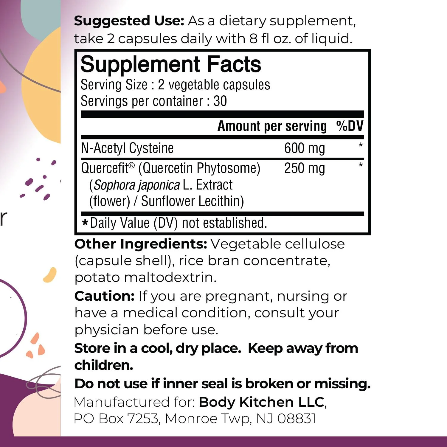 Body Kitchen Mega NAC 600 mg with Quercetin – Supports Respiratory Health & Immune Function (Veggie Caps, 2-Pack) - Image 11