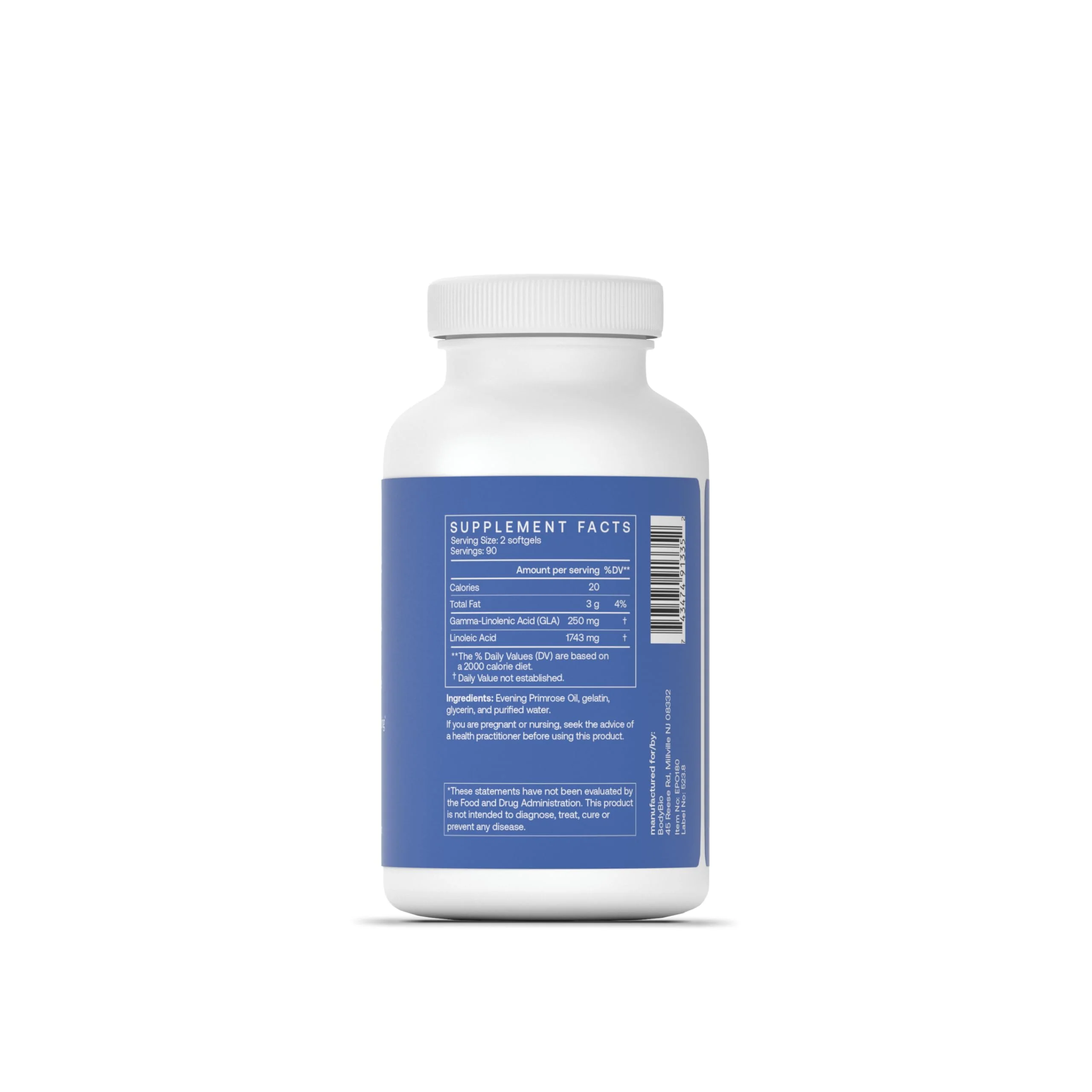 BodyBio Evening Primrose Oil – GLA for Skin & Hormone Balance | 180 Softgels - Image 2