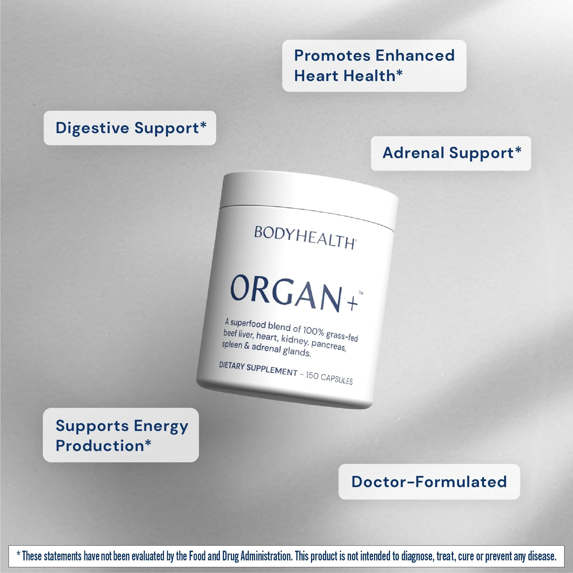 BodyHealth Organ+ Grass-Fed Glandular Complex – Grass-Fed Beef Organ Supplement (150 Capsules) - Image 4