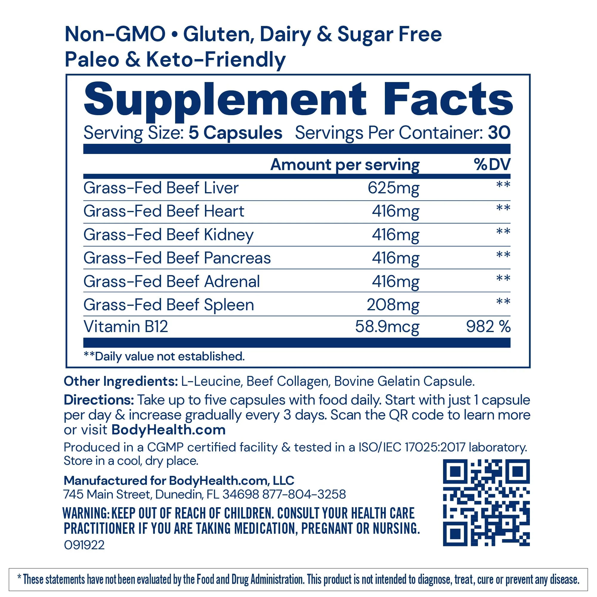 BodyHealth Organ+ Grass-Fed Glandular Complex – Grass-Fed Beef Organ Supplement (150 Capsules) - Image 9