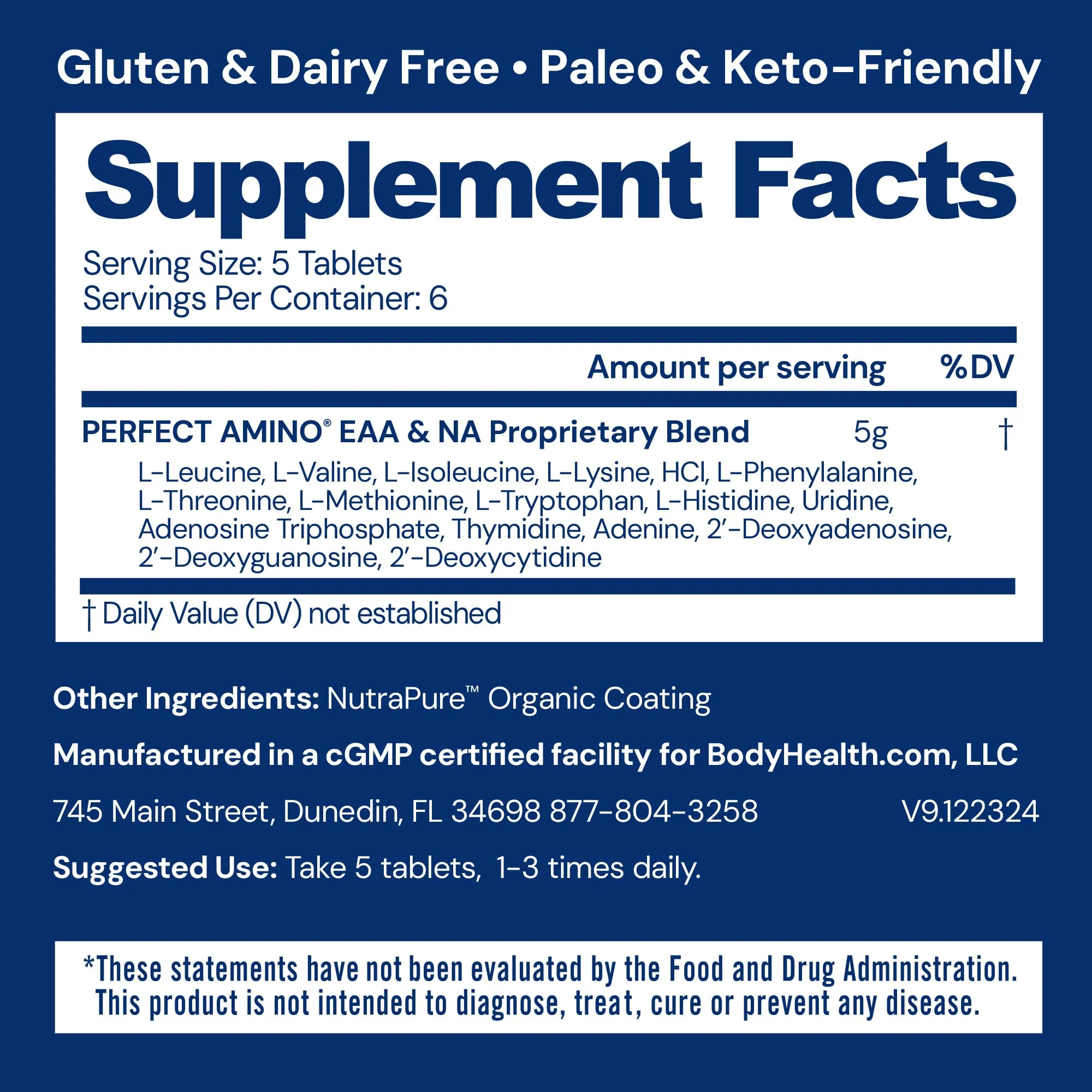 BodyHealth PerfectAmino – Easy to Swallow Tablets | Essential Amino Acids + BCAAs, Vegan Protein (36 Servings) - Image 3