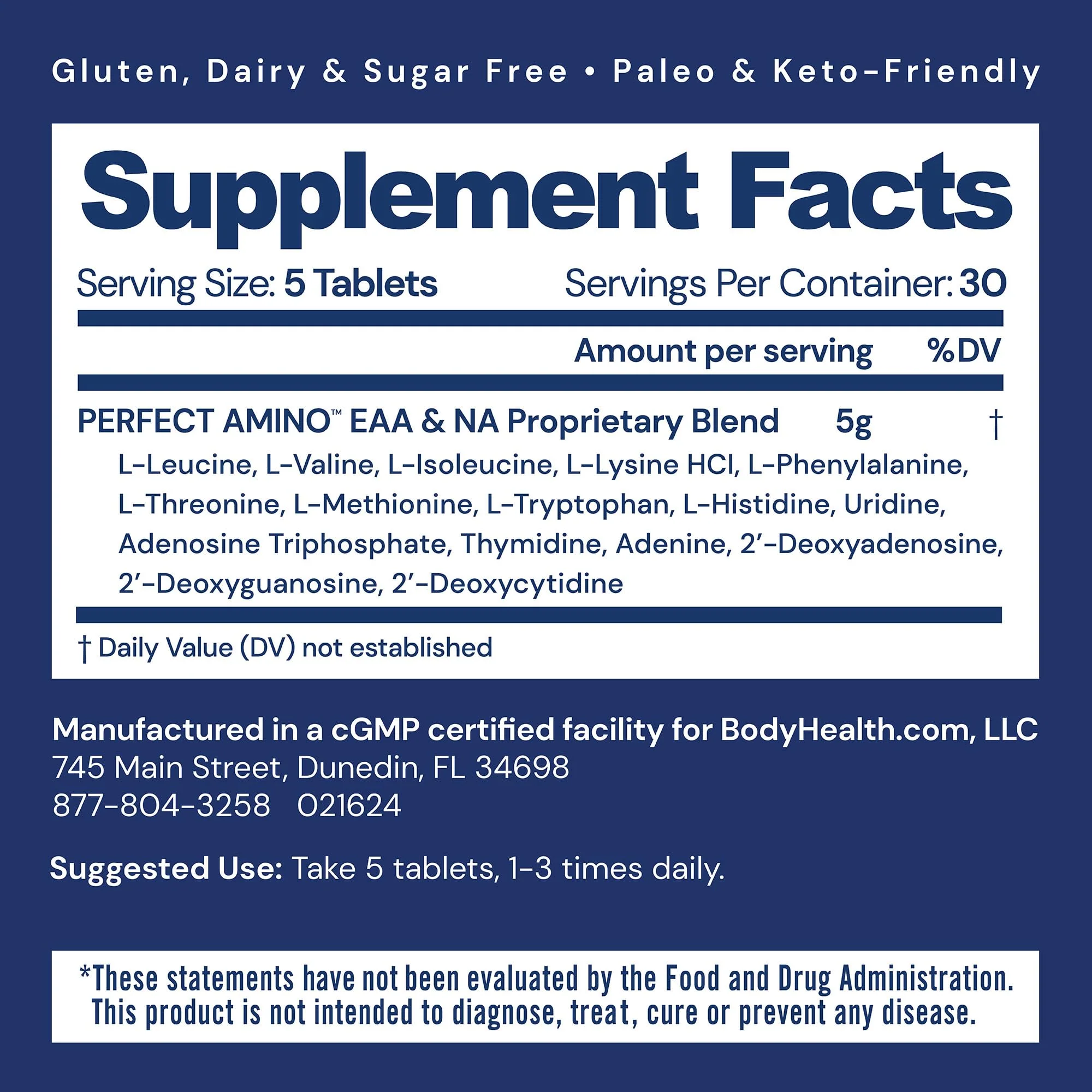BodyHealth PerfectAmino Tablets (150 ct) – Essential Amino Acids with BCAAs for Muscle Recovery & Support - Image 2