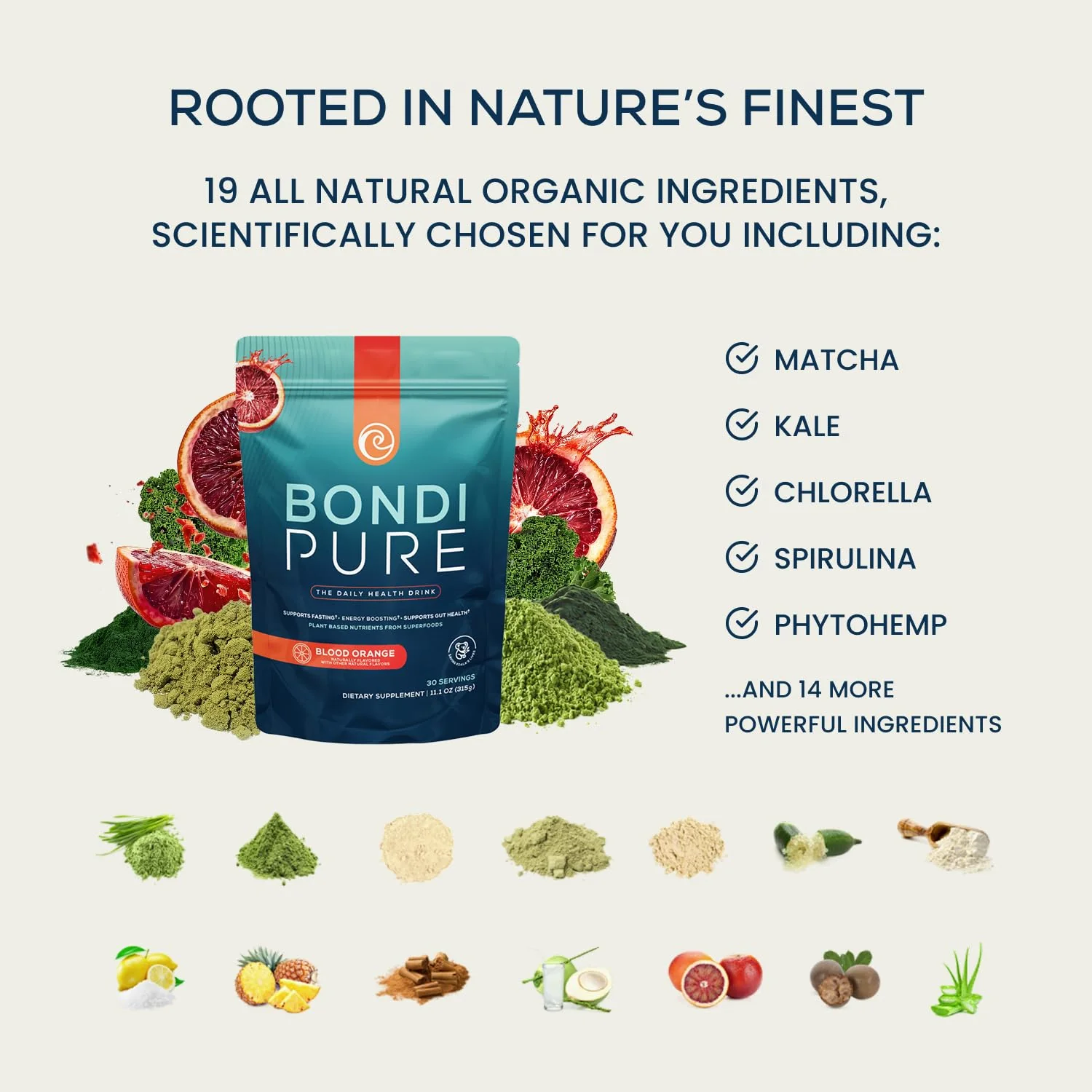 Bondi Pure – Daily Health & Detox Drink for Gut Health & Energy Support | Blood Orange (30 Servings) - Image 4
