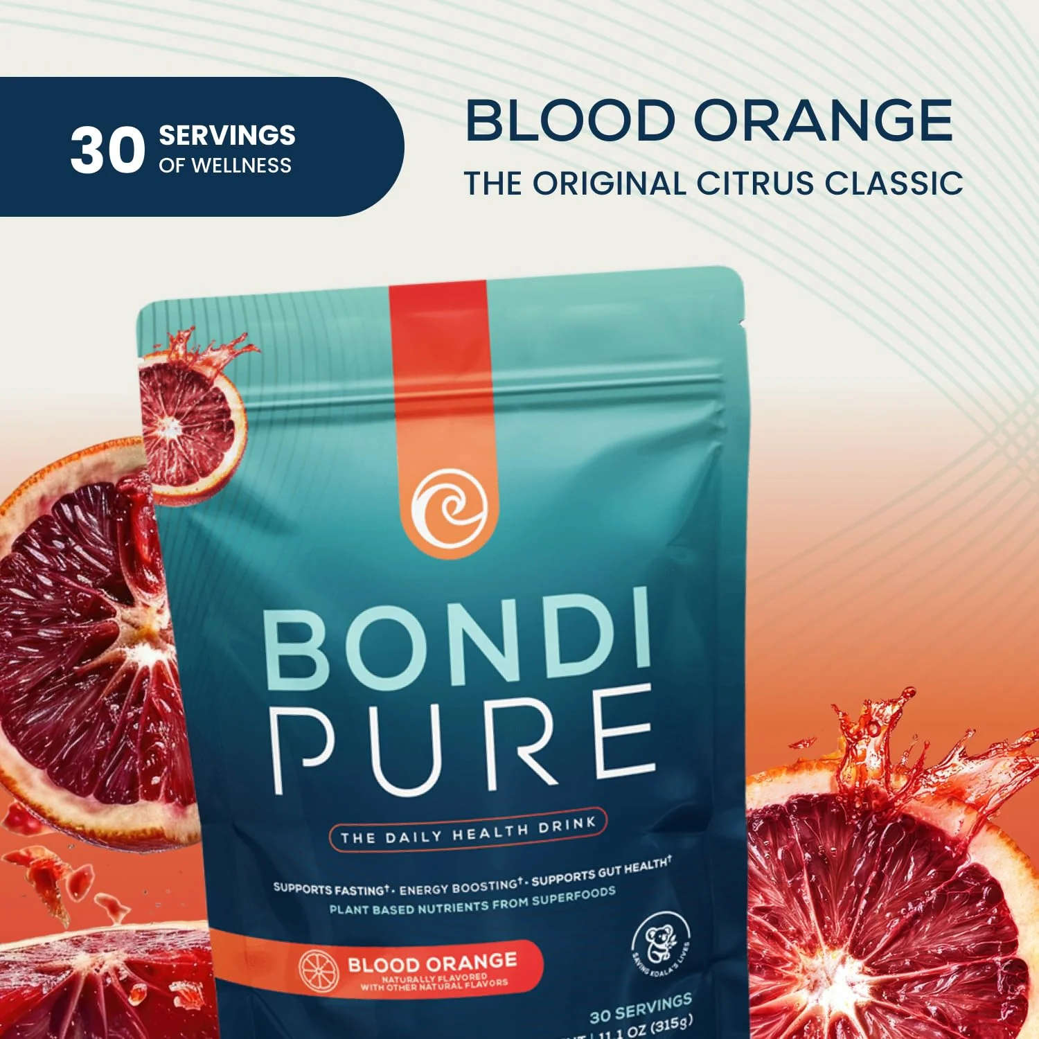 Bondi Pure – Daily Health & Detox Drink for Gut Health & Energy Support | Blood Orange (30 Servings) - Image 5