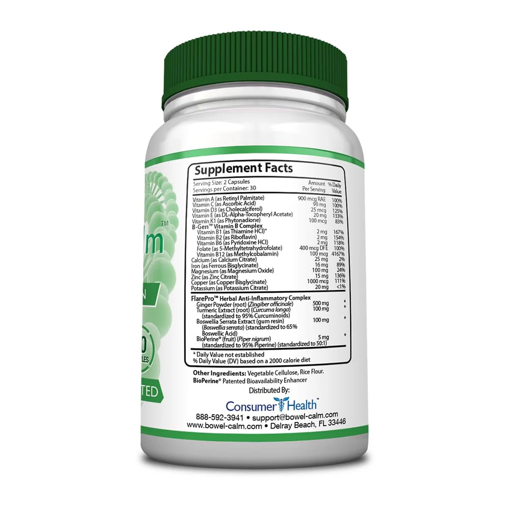 Bowel Calm: Ginger, Turmeric, Boswellia, BioPerine - One Month Supply - Non-GMO - Image 3