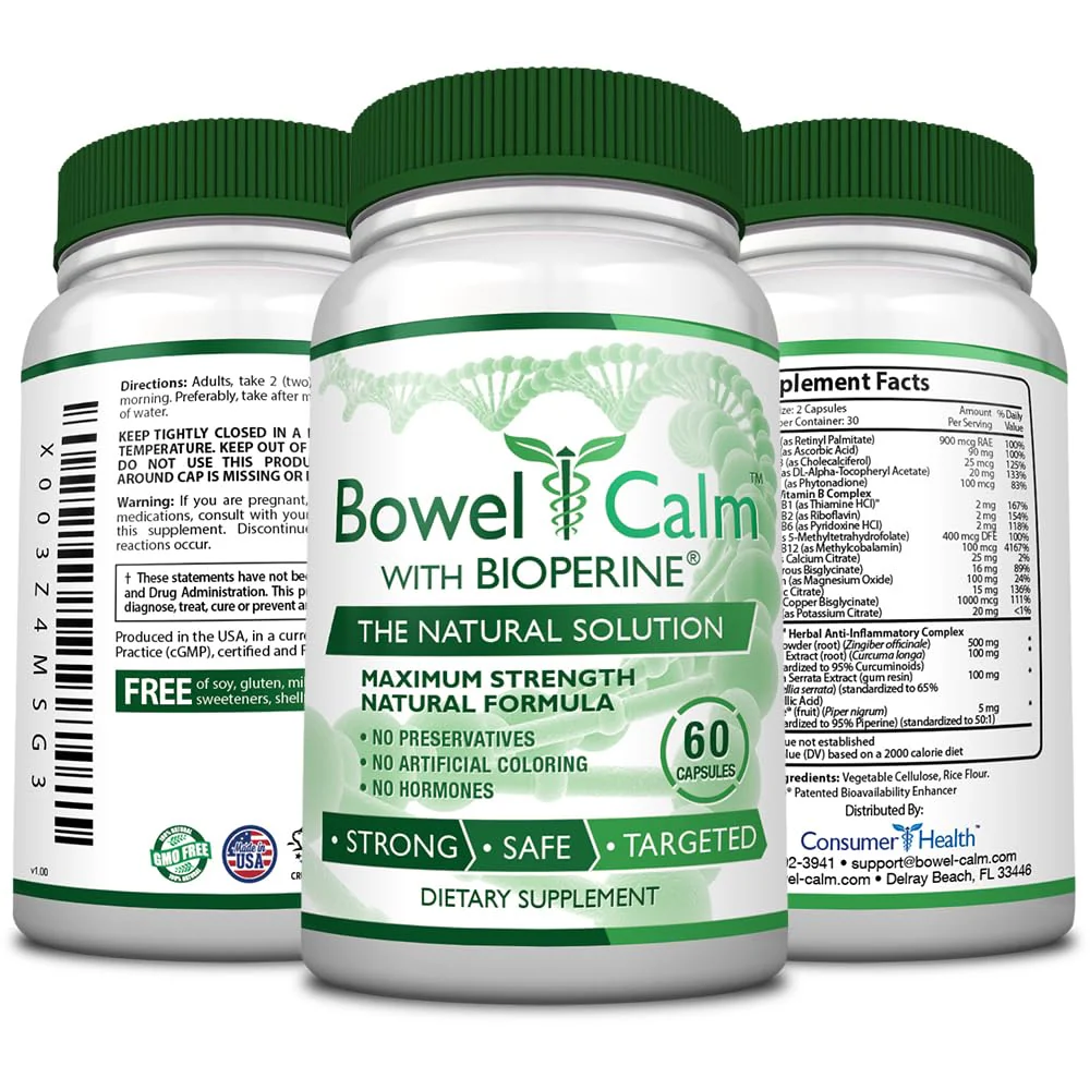Bowel Calm: Ginger, Turmeric, Boswellia, BioPerine - One Month Supply - Non-GMO - Image 4