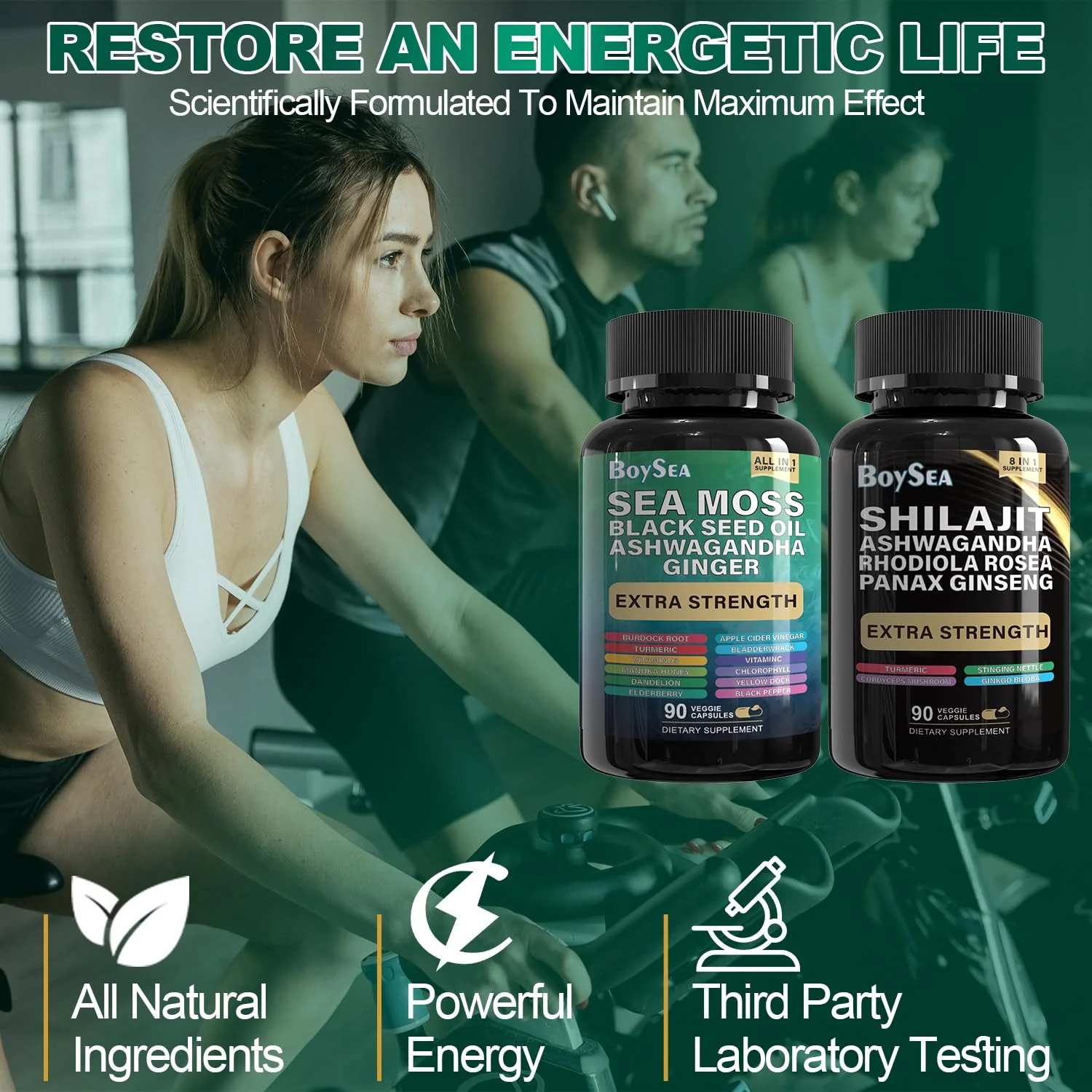 Boysea Shilajit & Sea Moss Bundle – 90 Count | All-in-1 Capsules with Shilajit, Sea Moss, Ashwagandha, Ginger & Rhodiola - Image 7