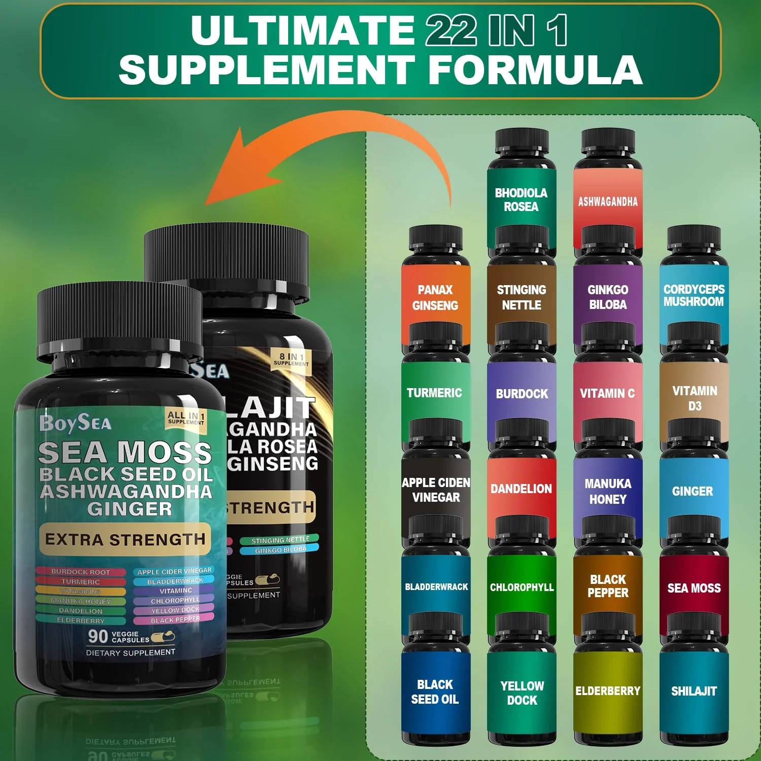 Boysea Shilajit & Sea Moss Bundle - 90 Count - All-in-One Capsules - Image 12