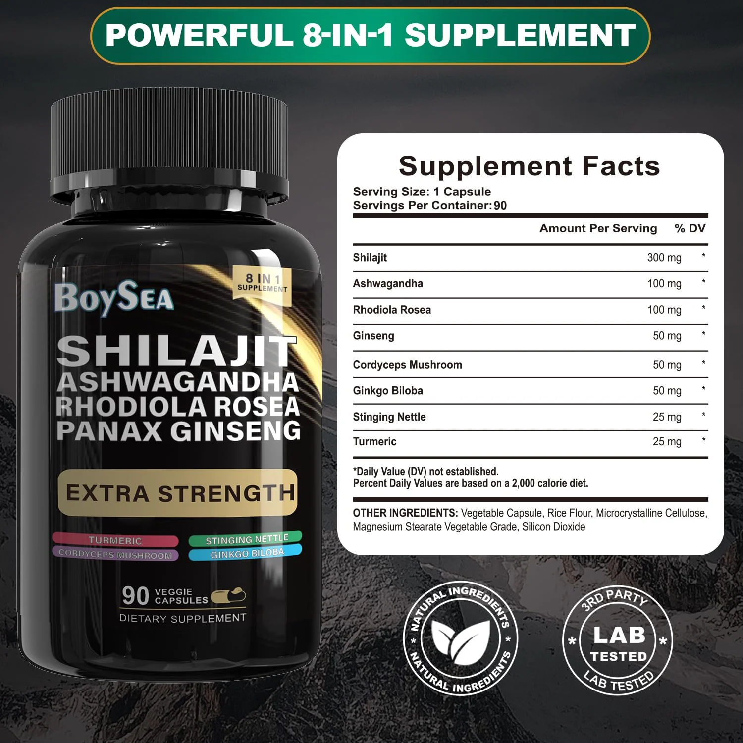 Boysea Shilajit & Sea Moss Bundle - 90 Count - All-in-One Capsules - Image 2