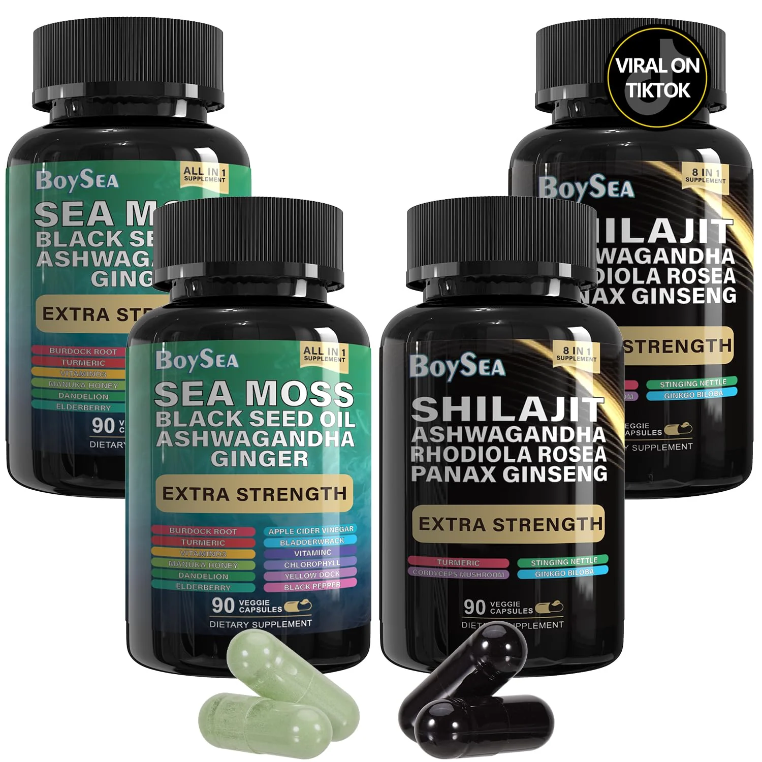 Boysea Shilajit & Sea Moss Bundle - 90 Count - All-in-One Capsules - Image 9