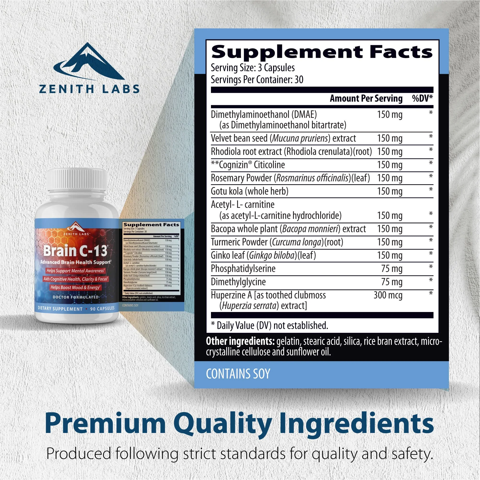 Brain C-13 Cognitive Booster by Zenith Labs – Natural Brain Health Support for Memory, Focus & Mental Clarity (Men & Women) - Image 4