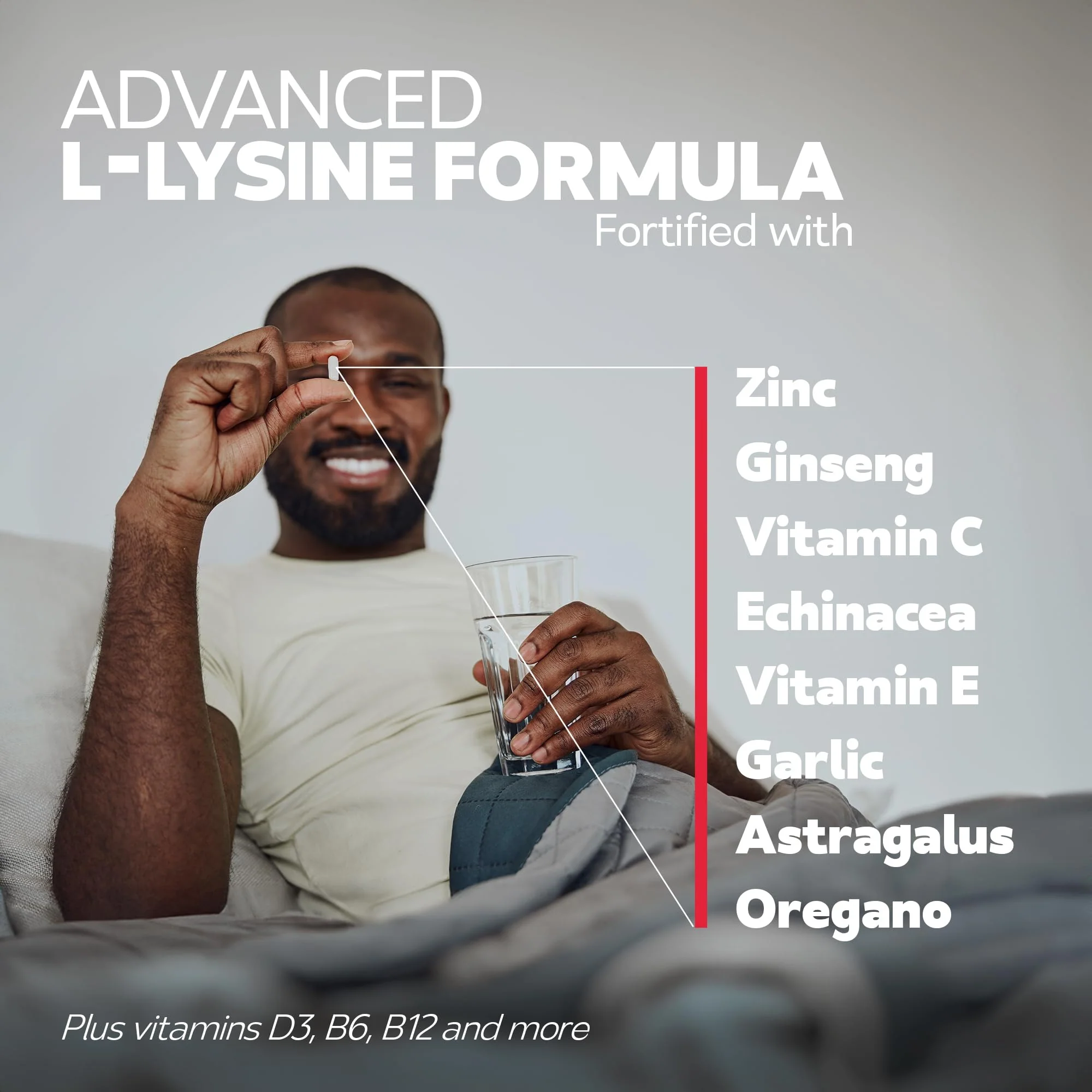Bravado Labs L-Lysine 250mg Capsules – Immune & Cold Sore Support – Vegan, Non-GMO, Allergen-Free, 3rd-Party Tested, Lisina 1000 mg Organica - Made in USA - Image 5