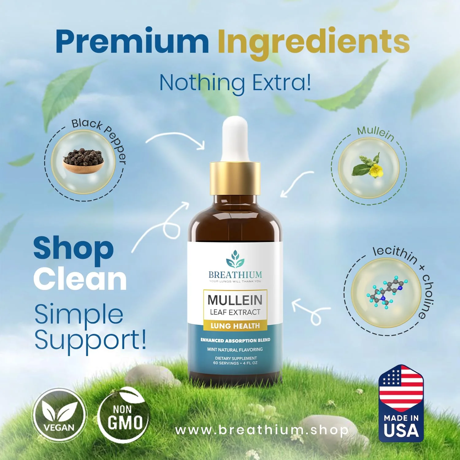 Breathium 4-in-1 Mullein Drops for Lungs & Gut Health – Liposomal Extract - Image 5