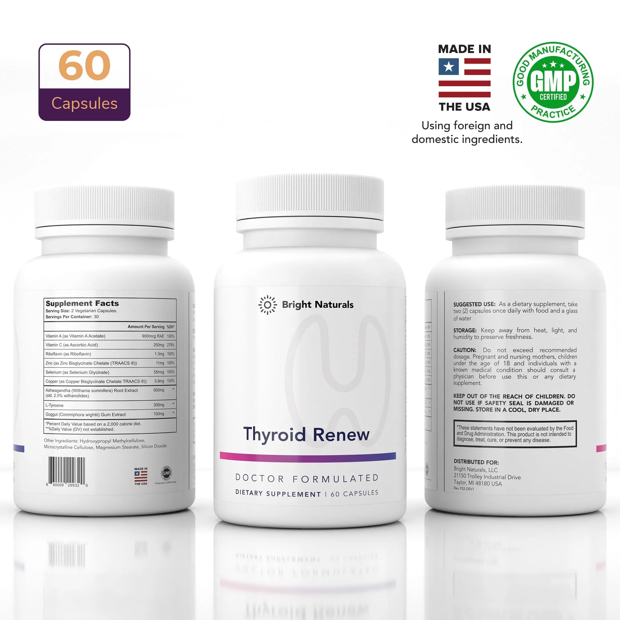 Bright Naturals Thyroid Renew – Women’s Thyroid Support with Zinc, Selenium, Copper, Ashwagandha & L-Tyrosine (60 Capsules) - Image 13