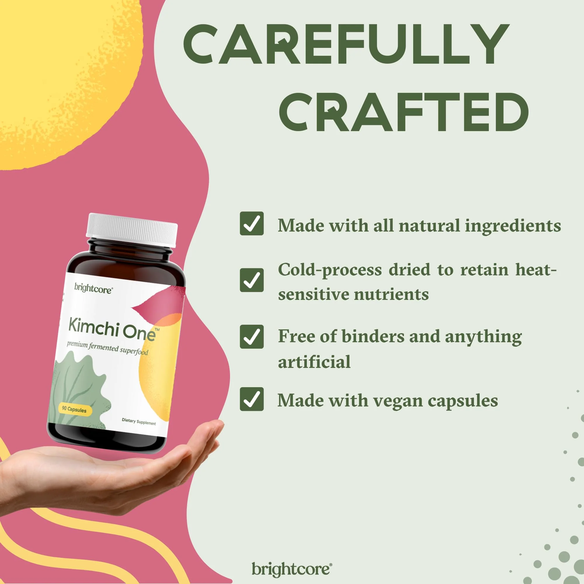 Brightcore Kimchi One Capsules – Probiotic & Enzyme Nutrition for Gut Health | Gluten-Free, 90 Vegan Capsules - Image 13