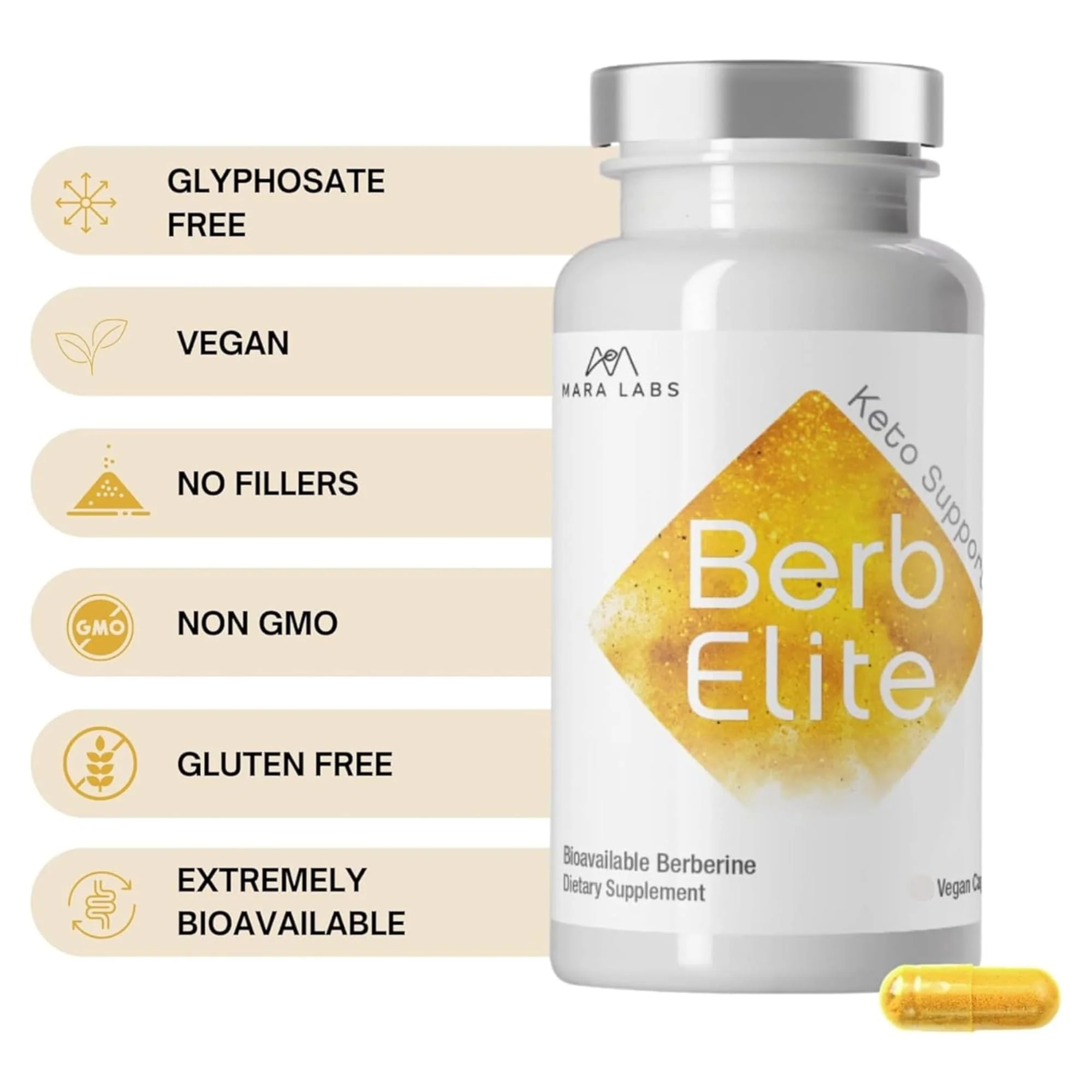 BrocElite Mara Labs BerbElite: 350mg Berberine HCL + Broccoli Seed Complex | 120 Vegan Capsules - Image 12