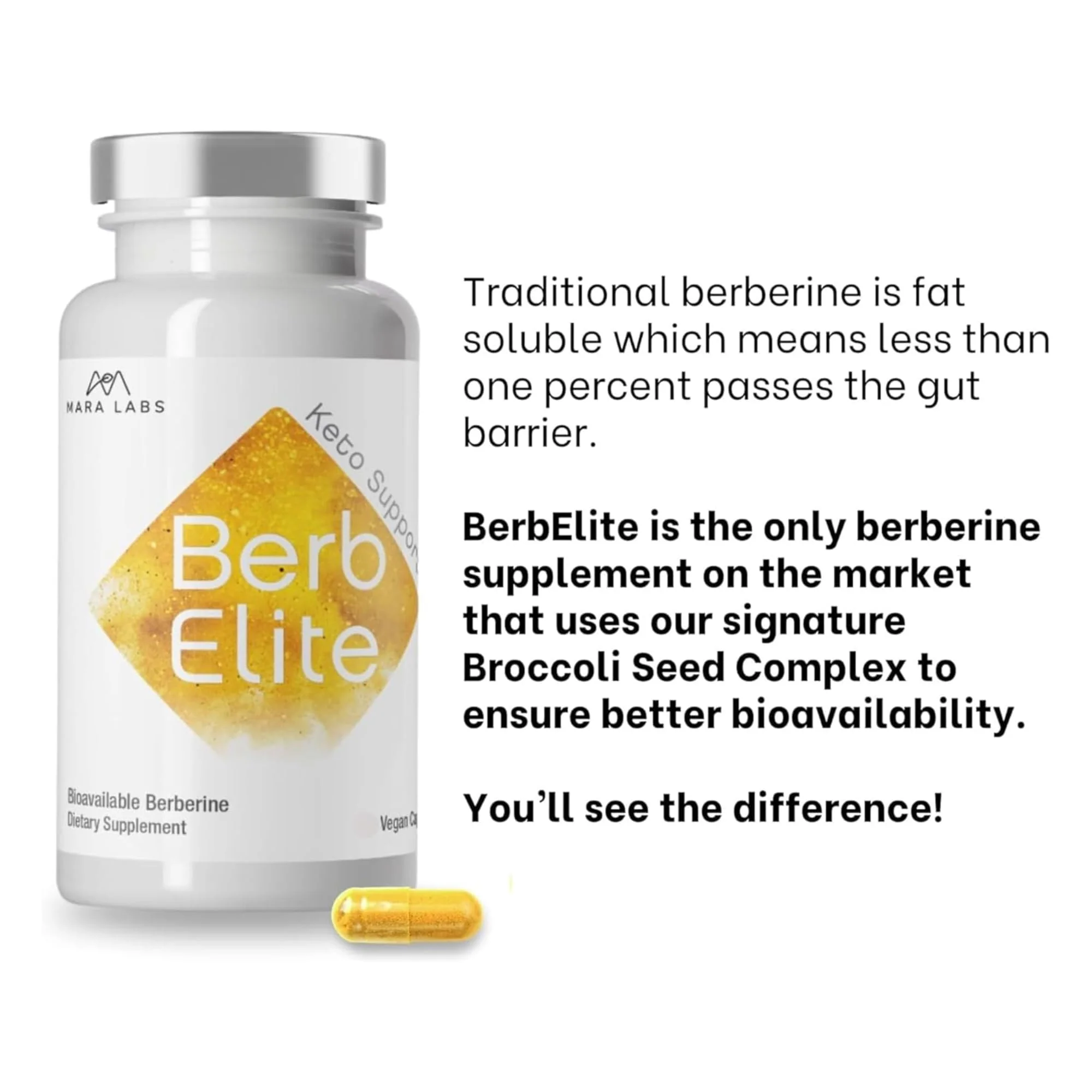 BrocElite Mara Labs BerbElite: 350mg Berberine HCL + Broccoli Seed Complex | 120 Vegan Capsules - Image 13