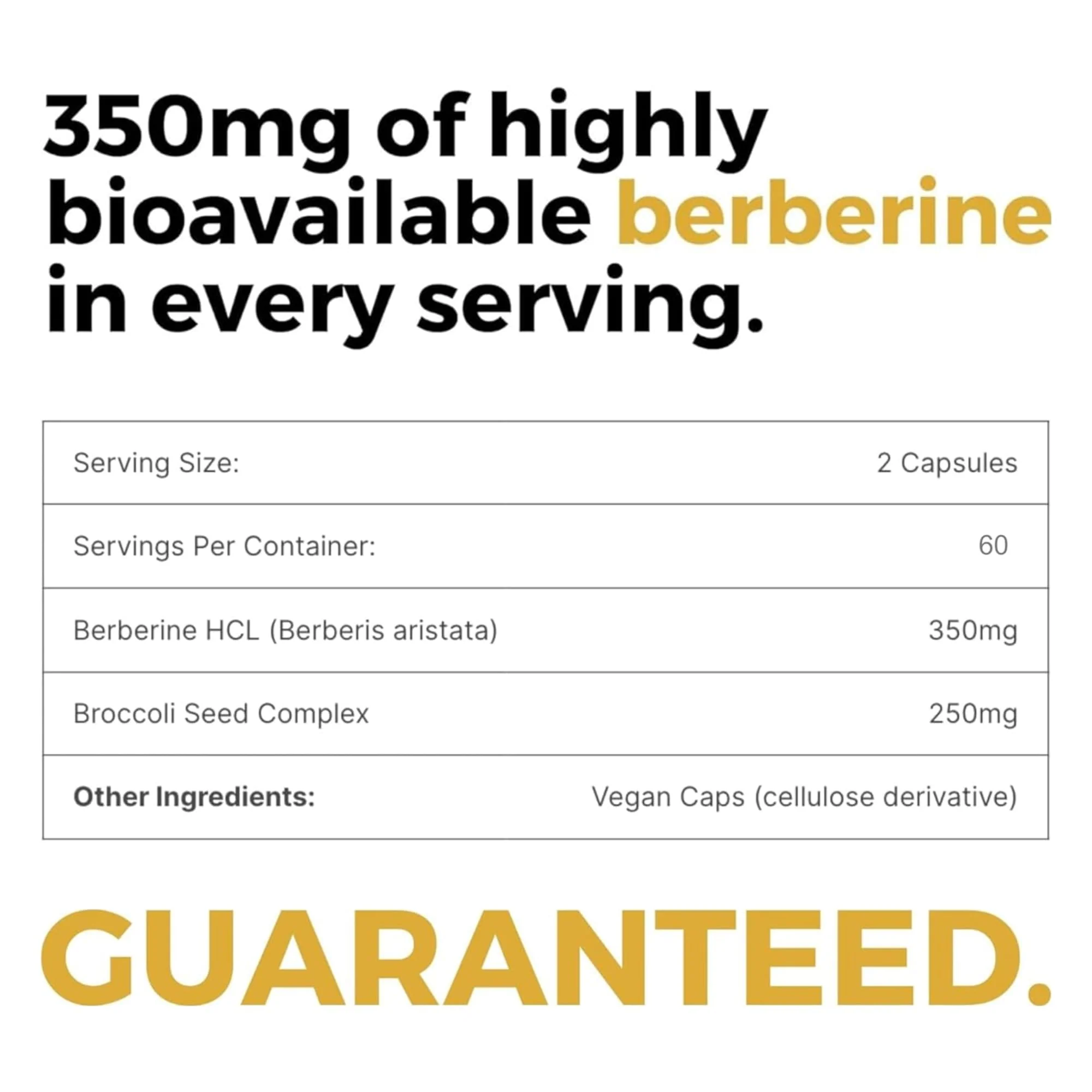 BrocElite Mara Labs BerbElite: 350mg Berberine HCL + Broccoli Seed Complex | 120 Vegan Capsules - Image 3