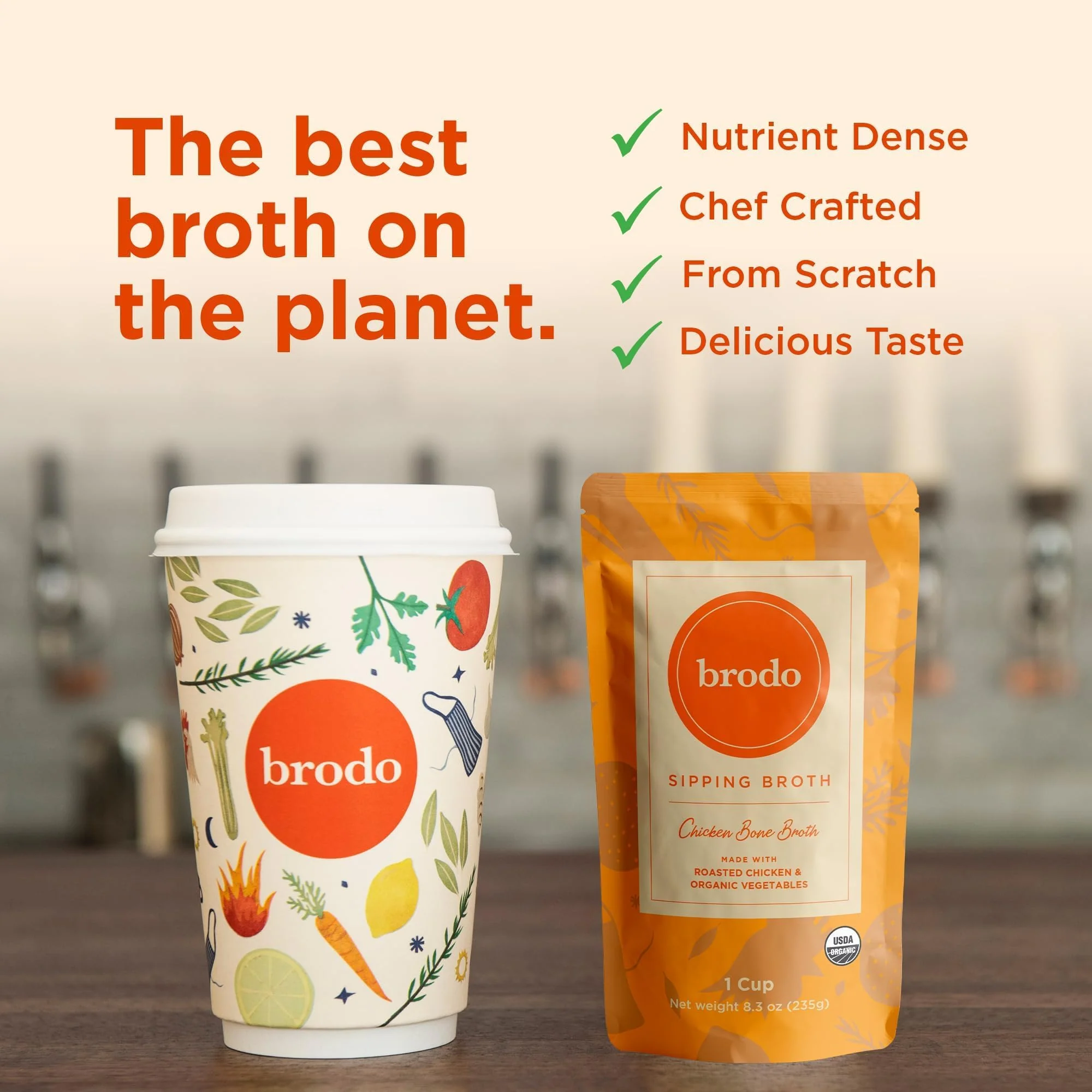 Brodo Organic Chicken Bone Broth with Collagen — Low Sodium, Protein-Rich (4x25 oz Pouches) - Image 12