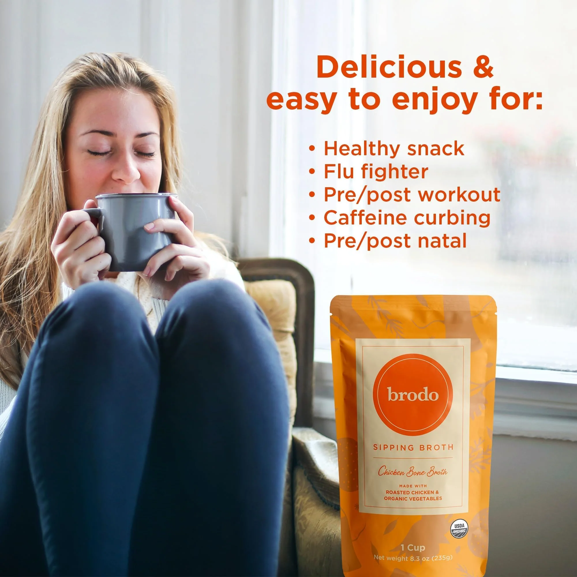 Brodo Organic Chicken Bone Broth with Collagen — Low Sodium, Protein-Rich (4x25 oz Pouches) - Image 15