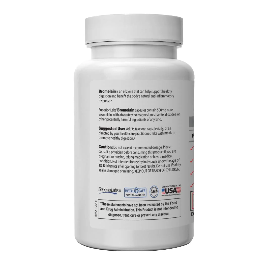 Bromelain 500mg 2400 GDU/g Non-GMO Pineapple Enzyme | Digestive Support 120 Veg Caps - Image 2