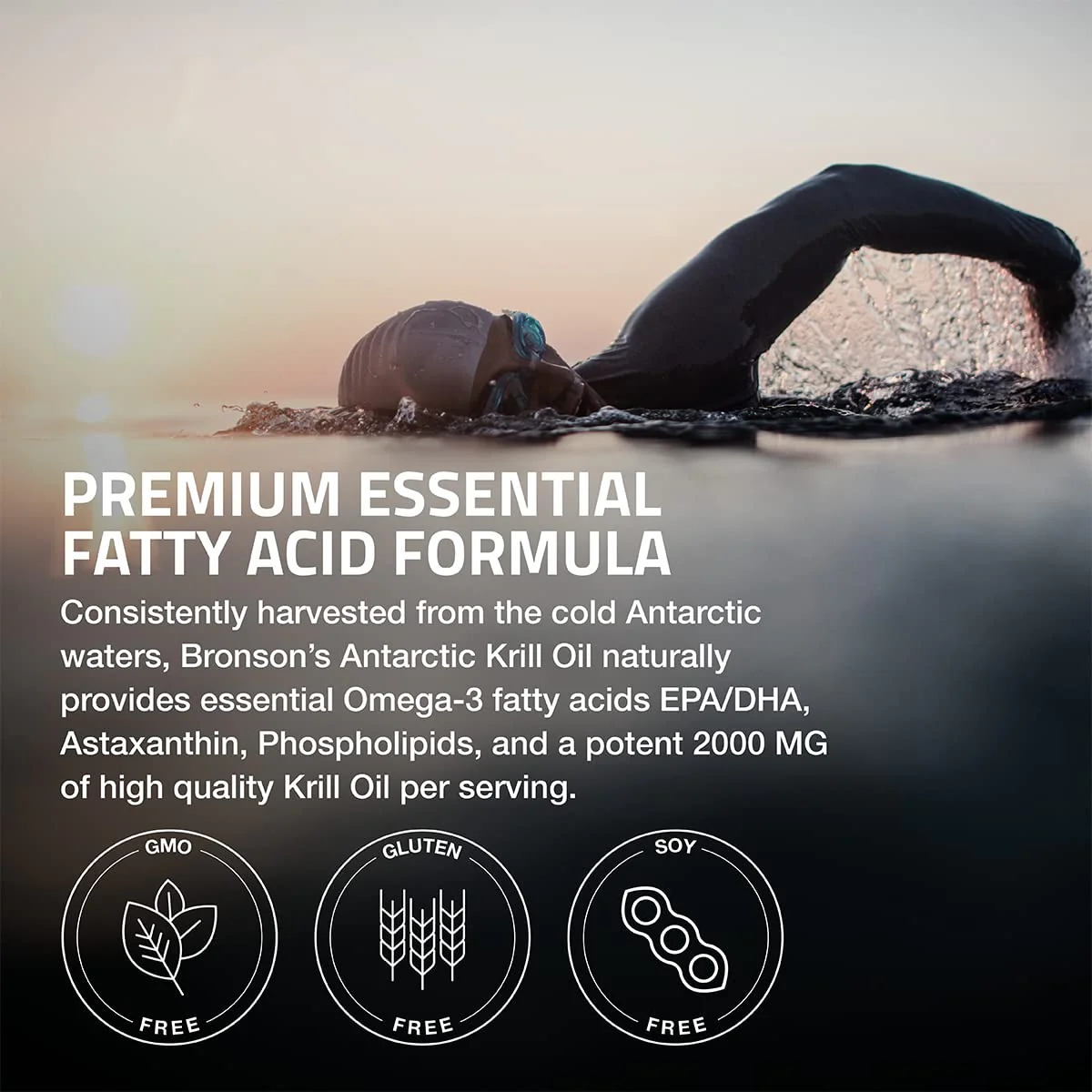 Bronson Antarctic Krill Oil 2000 mg with Omega-3s EPA, DHA, Astaxanthin and Phospholipids - 250 Softgels (125 Servings) - Image 3