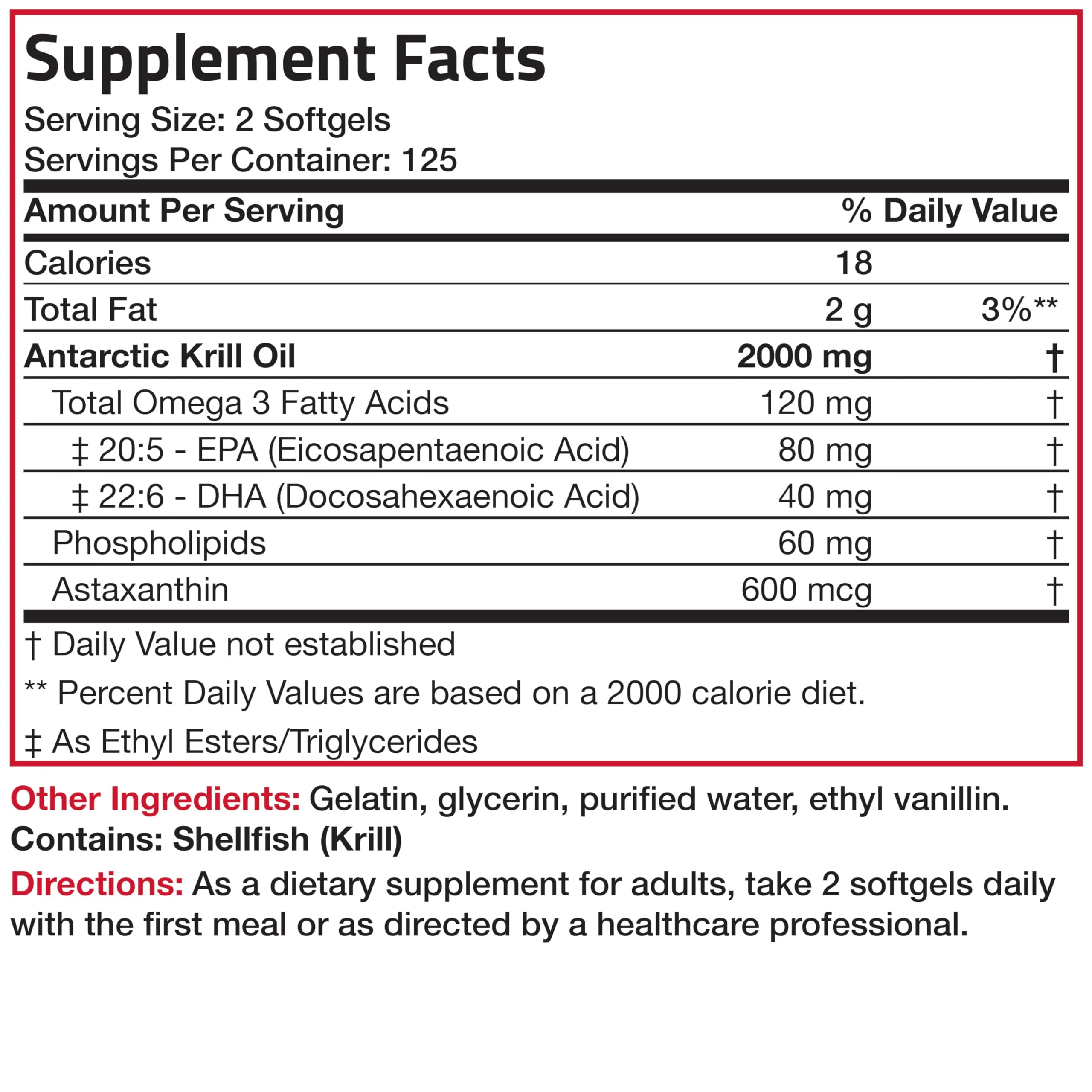 Bronson Antarctic Krill Oil 2000 mg with Omega-3s EPA, DHA, Astaxanthin and Phospholipids - 250 Softgels (125 Servings) - Image 8