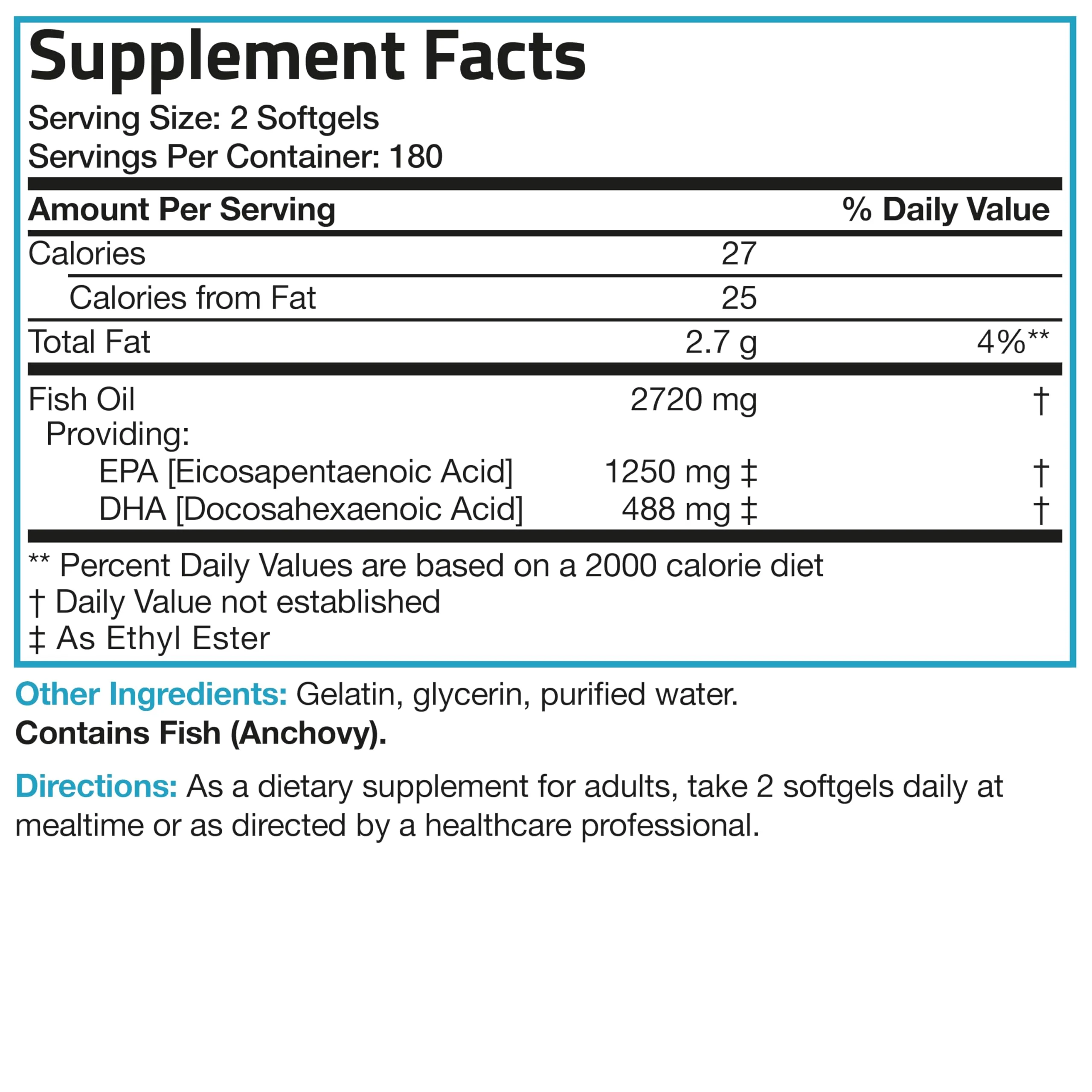 Bronson Omega 3 Fish Oil Triple Strength 2720 mg | High EPA 1250 mg & DHA 488 mg | Non-GMO, Heavy Metal Tested | 360 Softgels - Image 5
