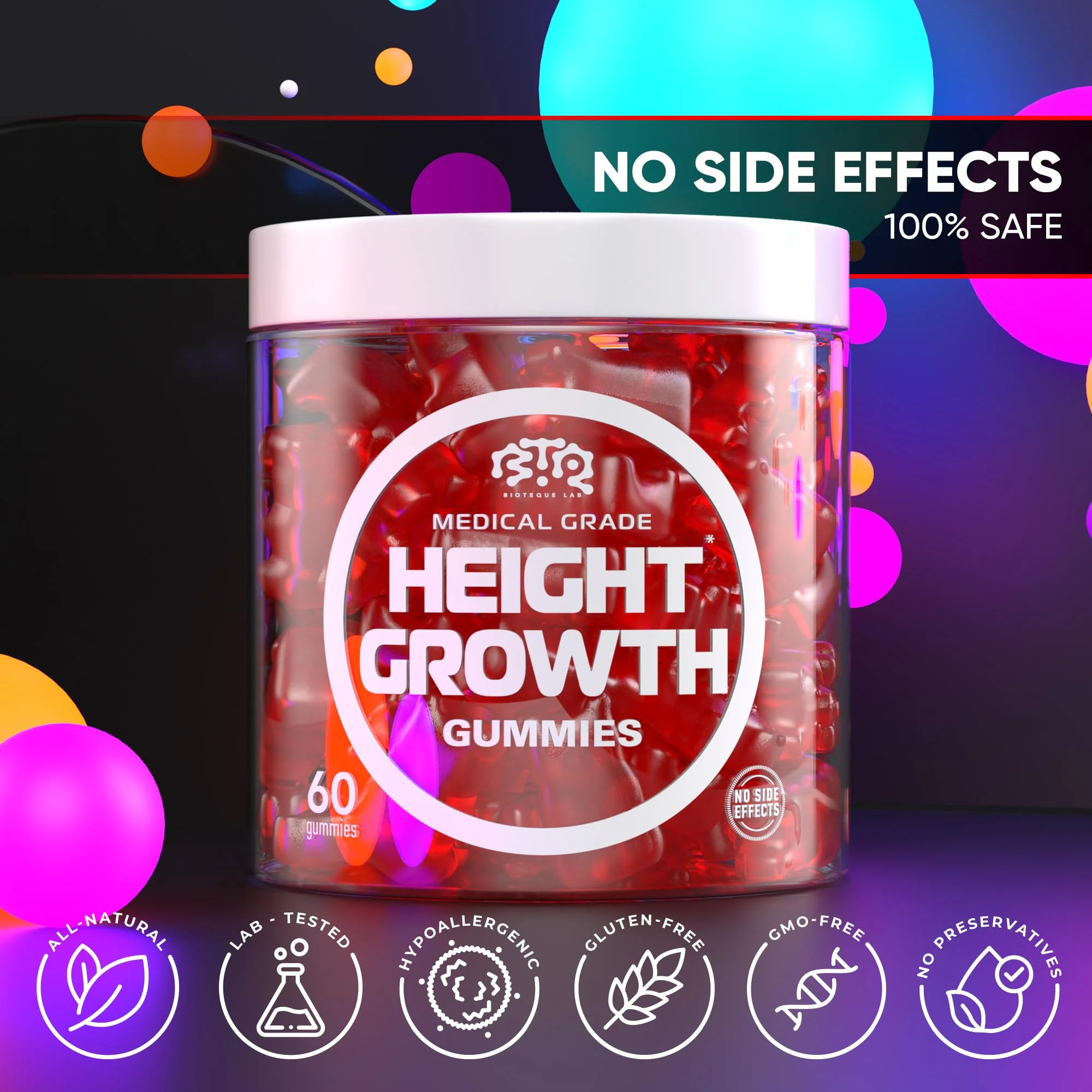 BTQ BIOTEQUE LAB BIOTEQUELAB Height Growth Gummies – Multivitamin for Teens, Kids & Adults - Image 6