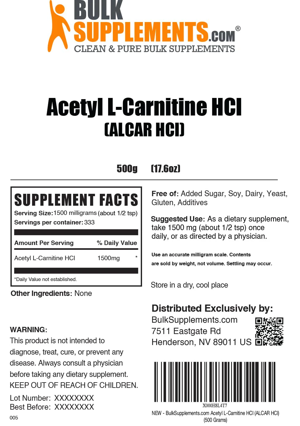 BulkSupplements Acetyl L-Carnitine Powder (ALCAR HCl) – 1.5 g Serving, 500 g, Gluten Free - Image 12