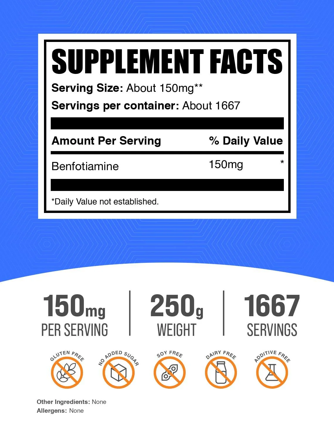 BulkSupplements Benfotiamine Powder – Vitamin B1 (Fat-Soluble), 150 mg/Serving, Gluten Free, 250 g - Image 2