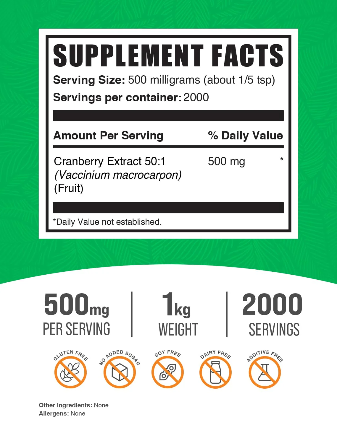 BulkSupplements Cranberry Extract Powder – 500mg/Serving, 1kg, Vegan & Gluten Free - Image 3