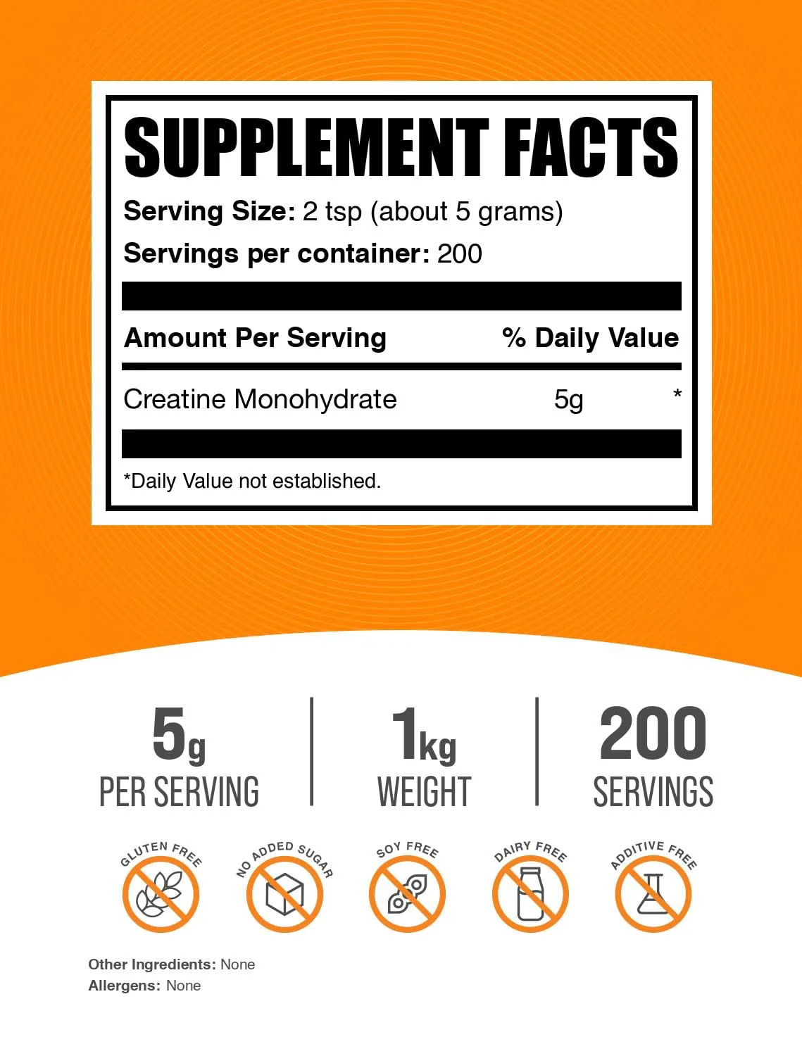 BulkSupplements Creatine Monohydrate Powder – Micronized, Unflavored, 5g per Serving, 1kg - Image 2
