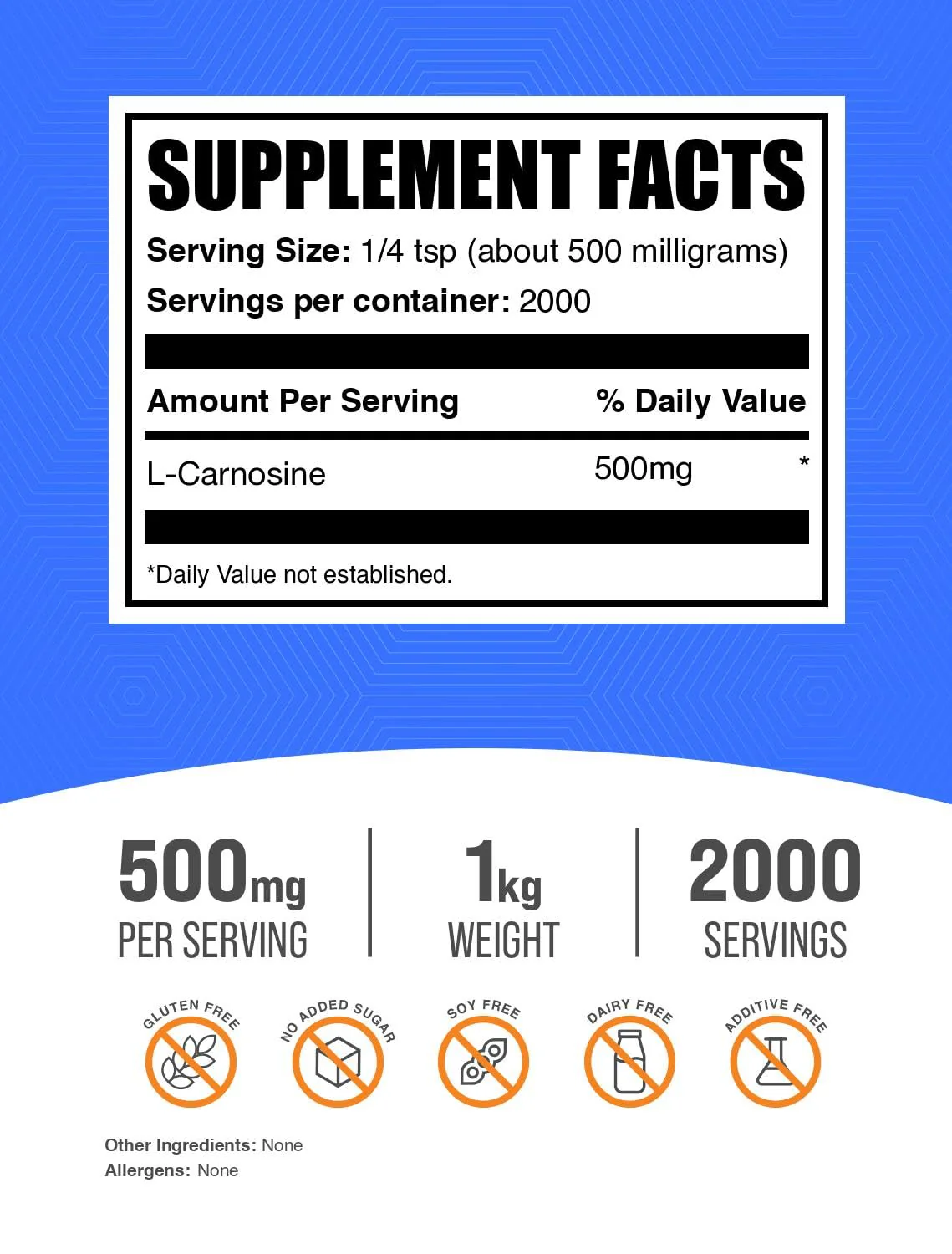 BulkSupplements L-Carnosine Powder 500mg per Serving – Gluten Free, 1kg - Image 2