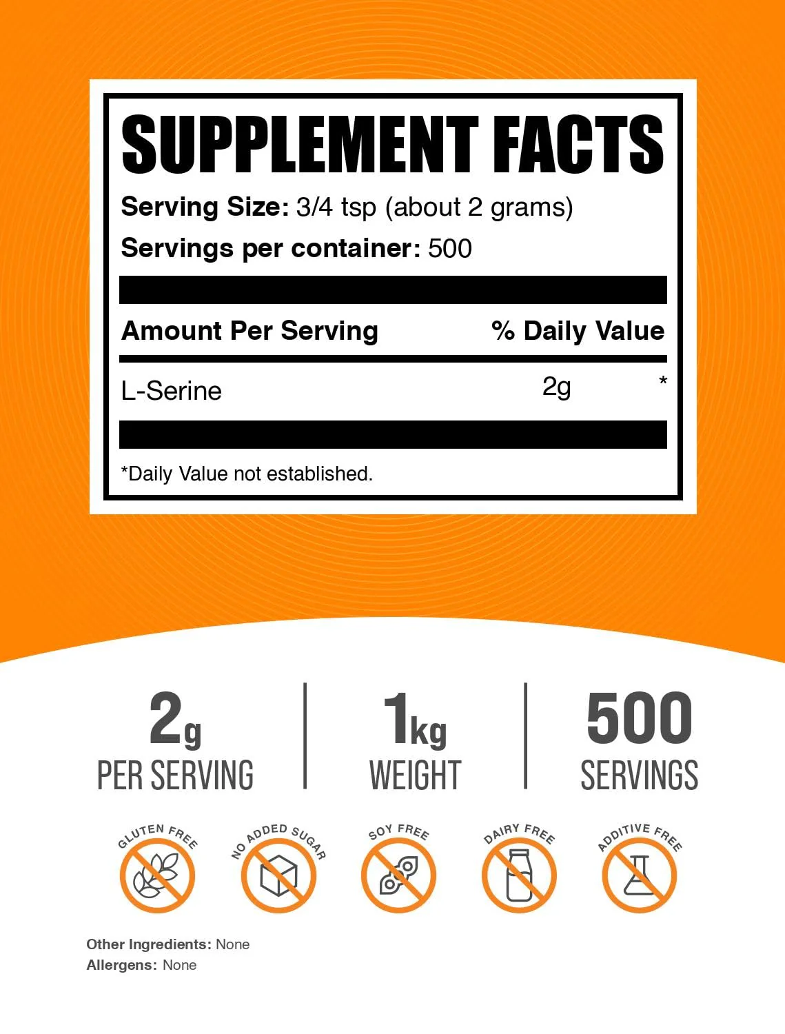 BulkSupplements L-Serine Powder | 2 g Serving, Unflavored & Gluten Free, 1 kg - Image 4