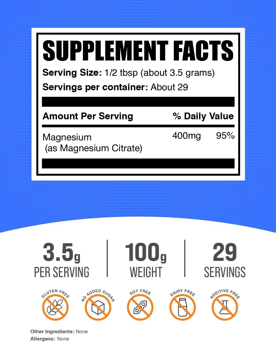 BulkSupplements Magnesium Citrate Powder 400mg | Gluten Free, Easy Absorption (100g x2) - Image 2