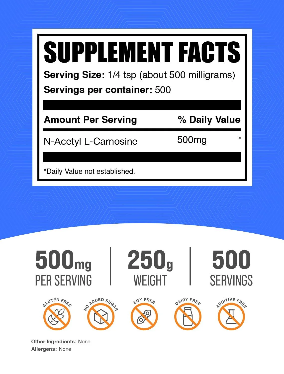 BulkSupplements N-Acetyl L-Carnosine Powder – 500mg per Serving, 250g (Gluten Free) - Image 7