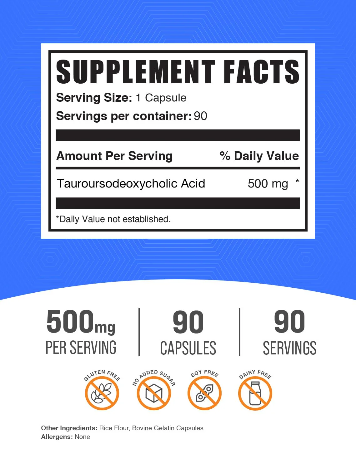 BulkSupplements TUDCA Capsules - Tauroursodeoxycholic Acid 500mg | Gluten Free | 90 Capsules - Image 2