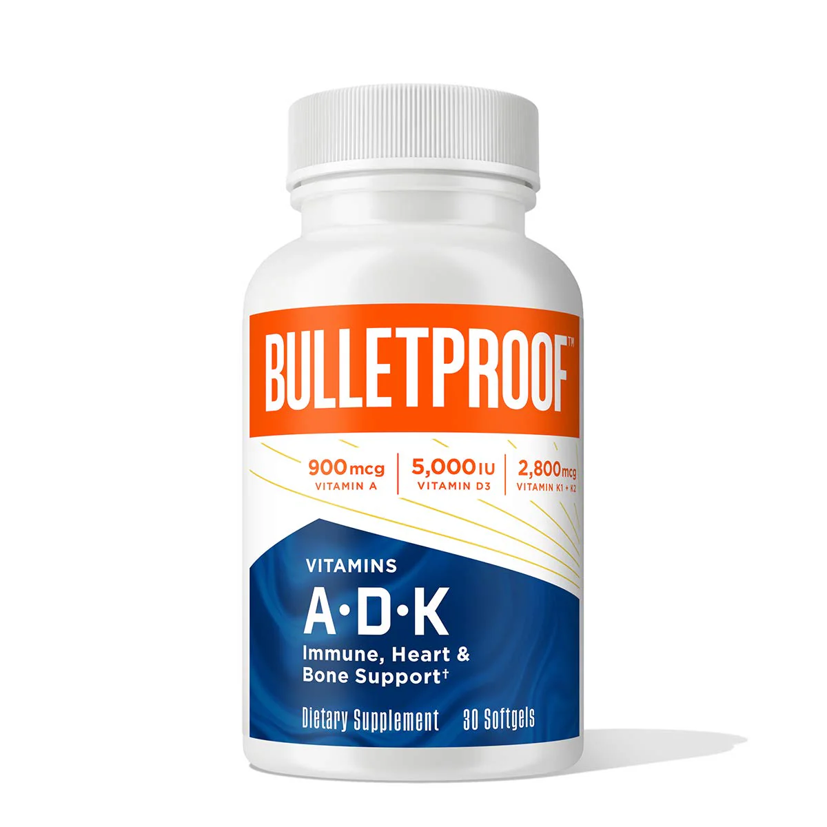 Bulletproof Vitamins A-D-K Softgels | 30 Count for Immune, Bone & Heart Support