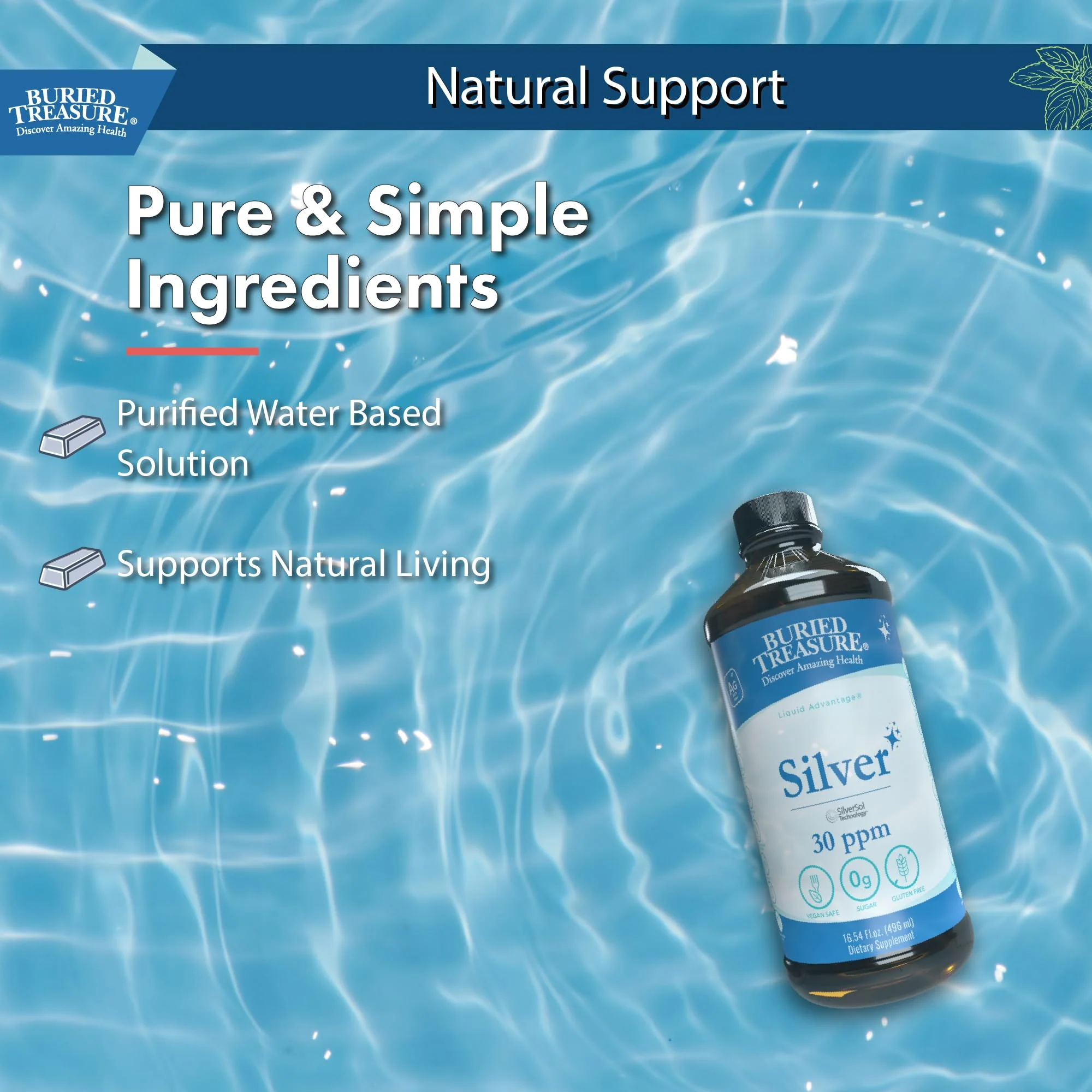 Buried Treasure Silver Liquid 30 PPM 16 oz – Immune Support & Nano Silver - Image 4