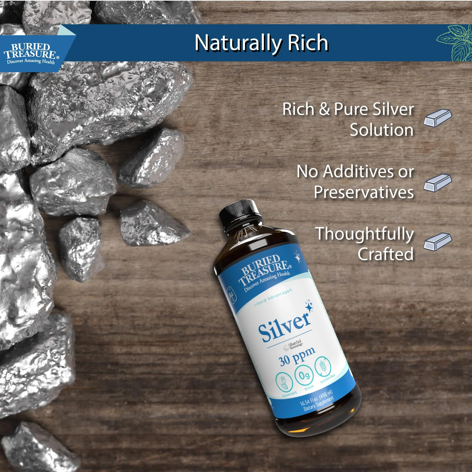 Buried Treasure Silver Liquid 30 PPM 16 oz – Immune Support & Nano Silver - Image 5