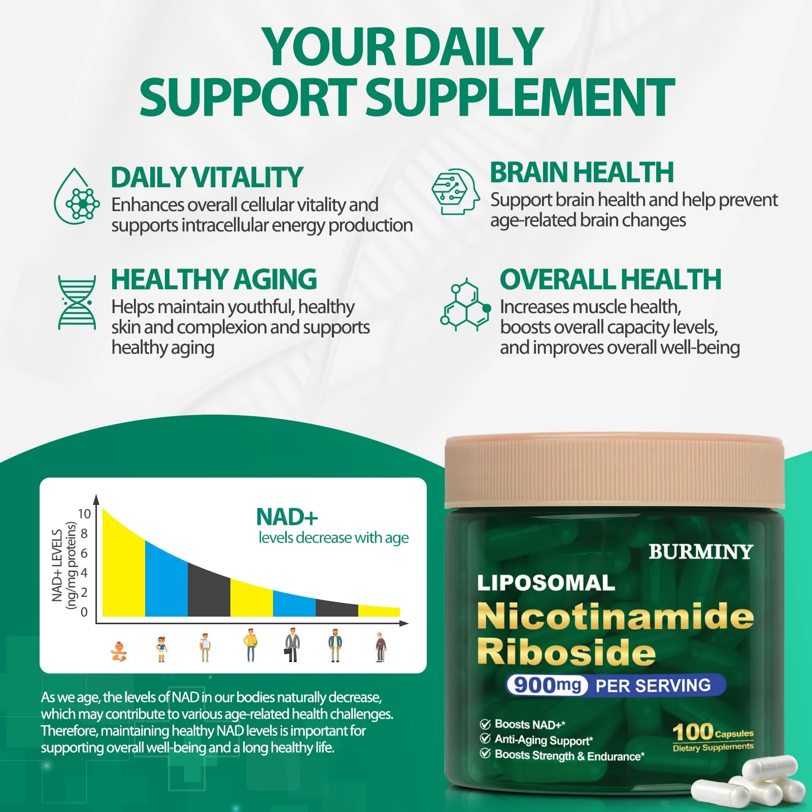 BURMINY NAD Supplement | Liposomal Nicotinamide Riboside 900mg with Resveratrol & Quercetin – 2 Pcs - Image 4