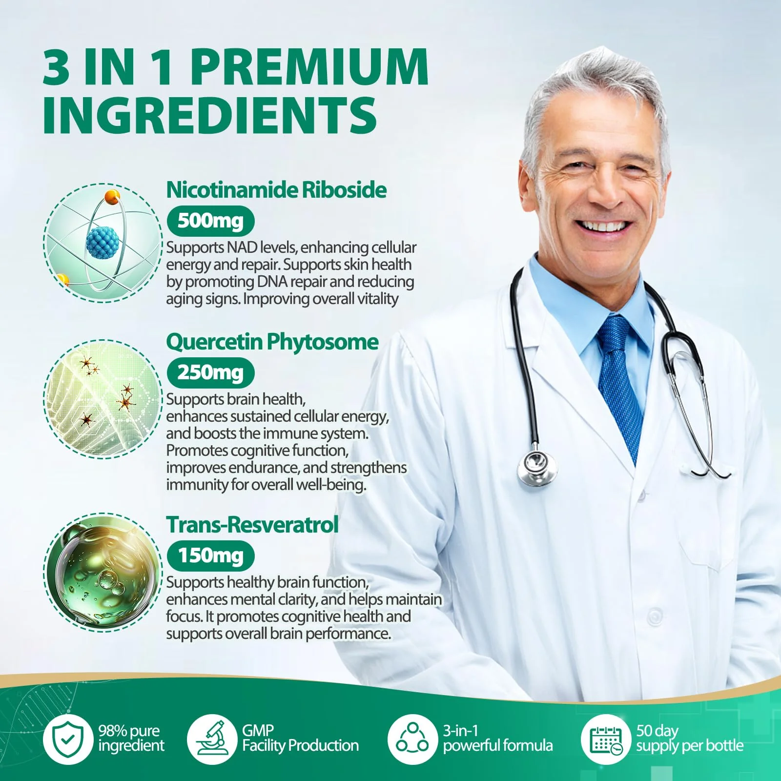 BURMINY NAD Supplement | Liposomal Nicotinamide Riboside 900mg with Resveratrol & Quercetin – 2 Pcs - Image 6