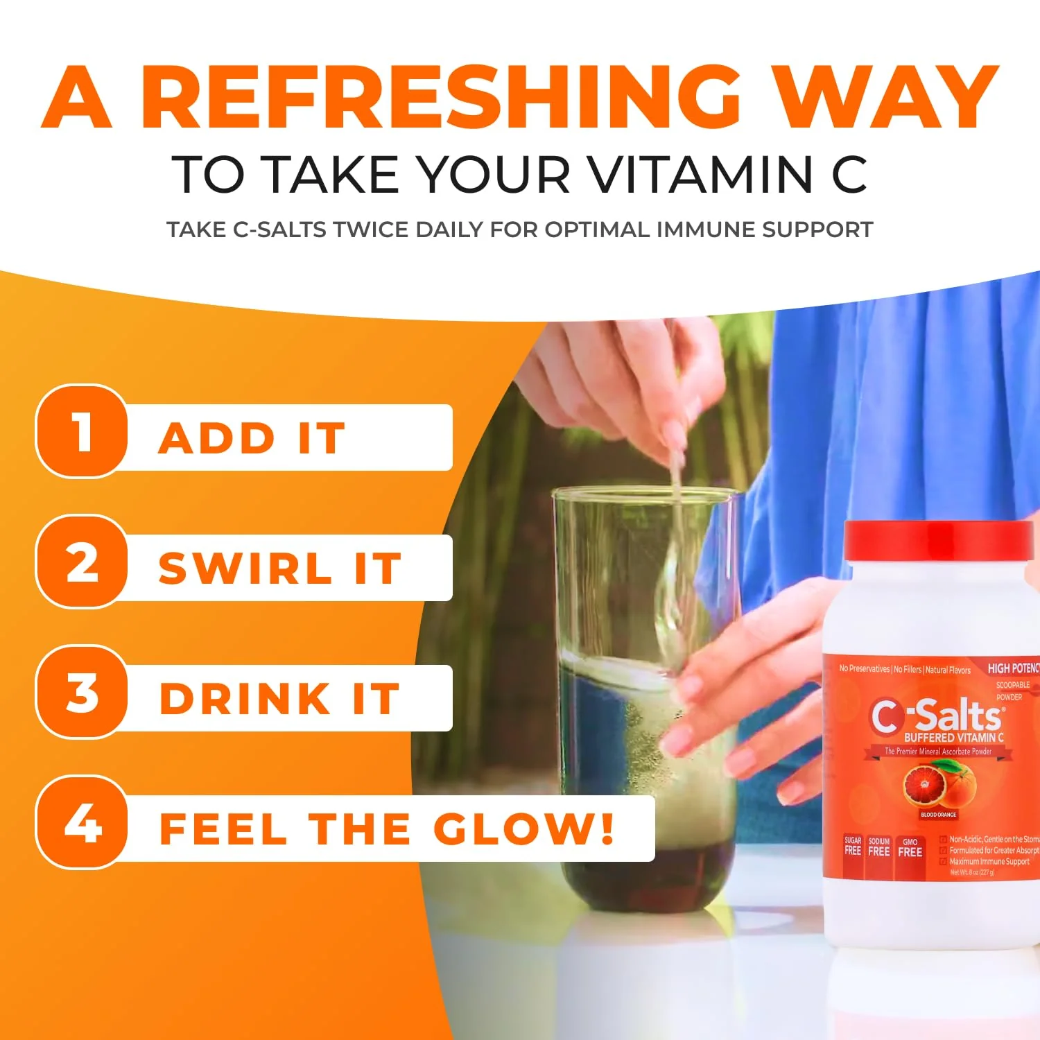 C-Salts Vitamin C Powder - Buffered Ascorbic Acid, Blood Orange, 26 oz | Immune Support (Sugar-Free, Vegan) - Image 8