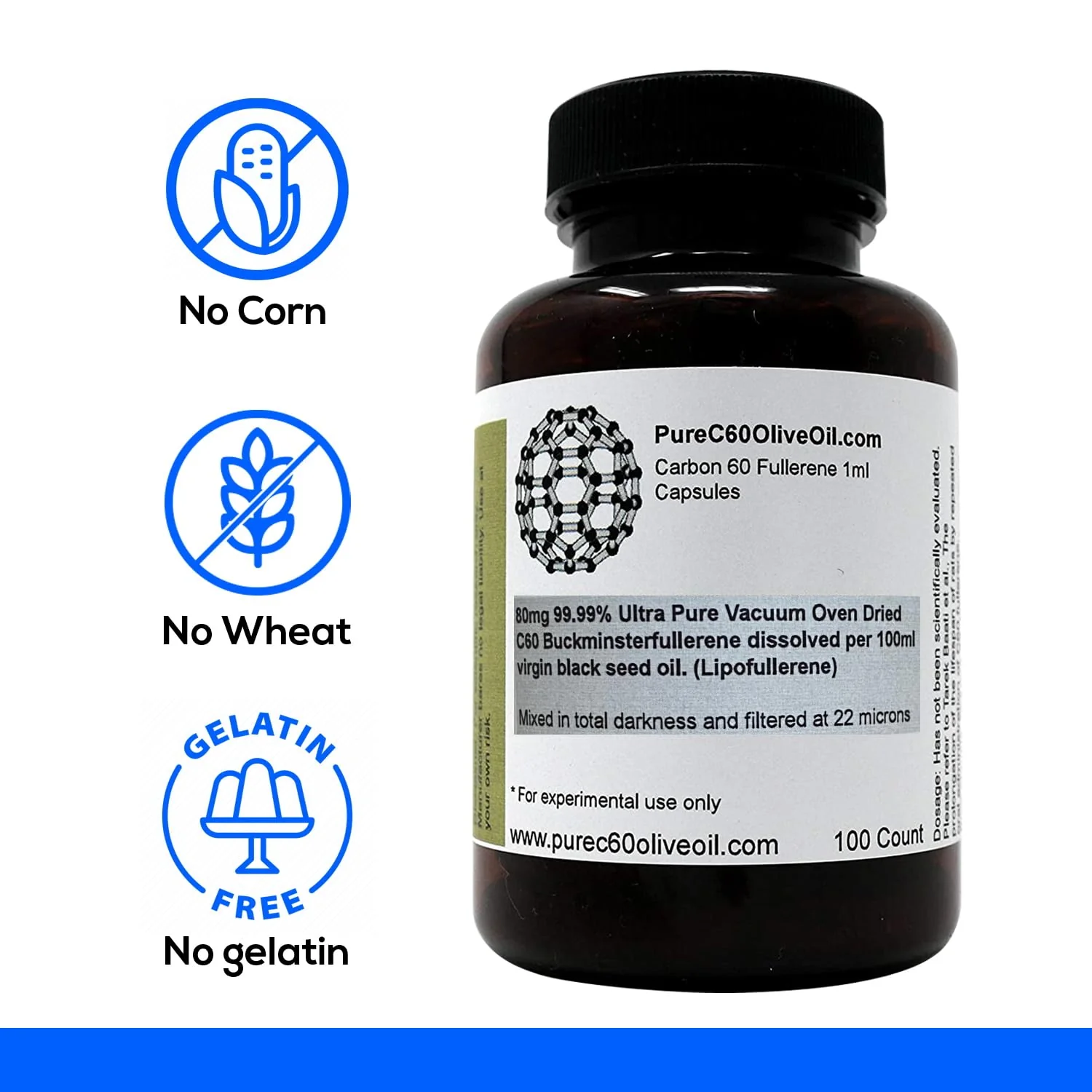 C60 Organic Black Seed Oil Capsules 80mg - 99.99% Pure, Food Grade - Image 5