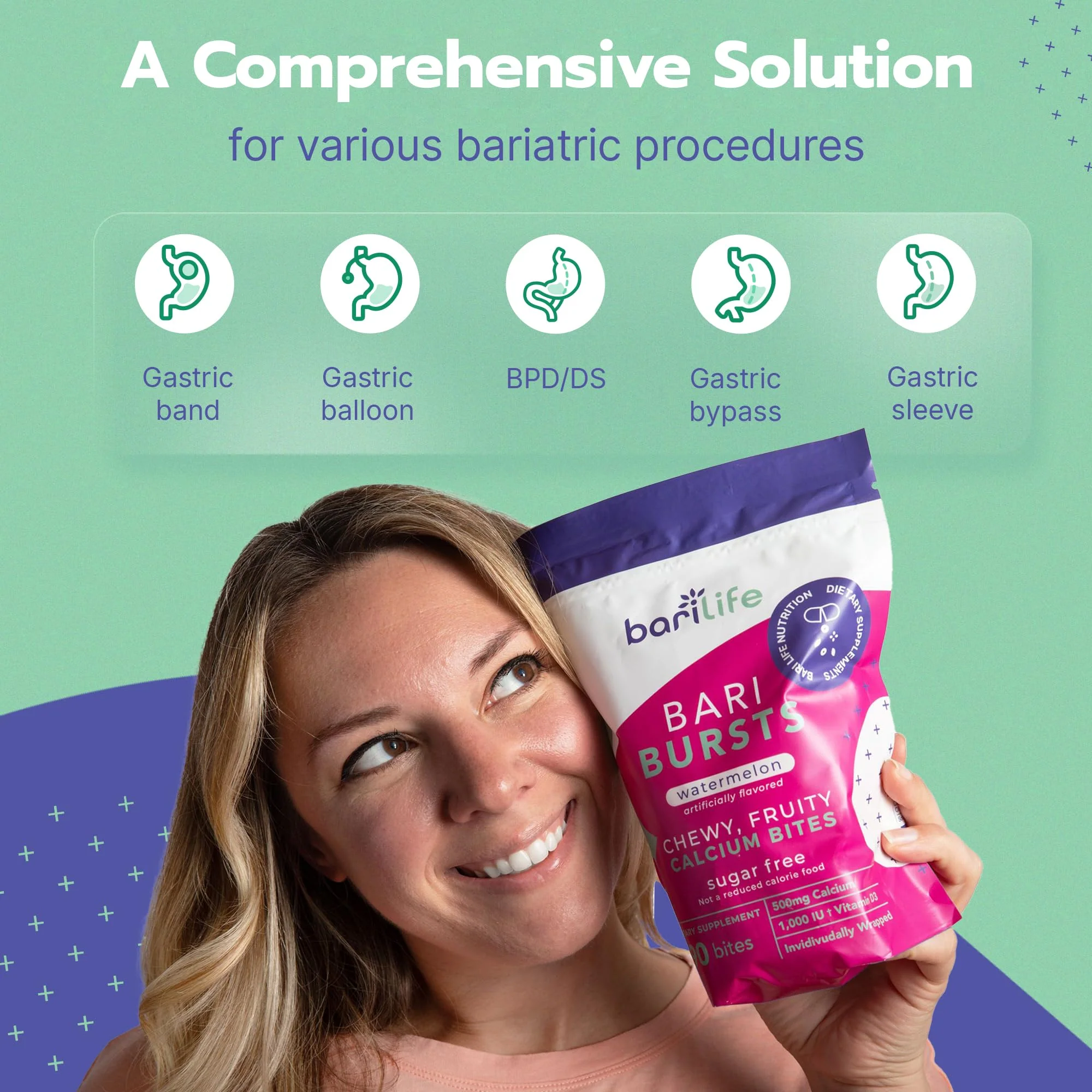 Calcium Citrate Bariatric Chews with 1000 IU Vitamin D3 | BariBurst by Bari Life - Fruit Punch - Image 4
