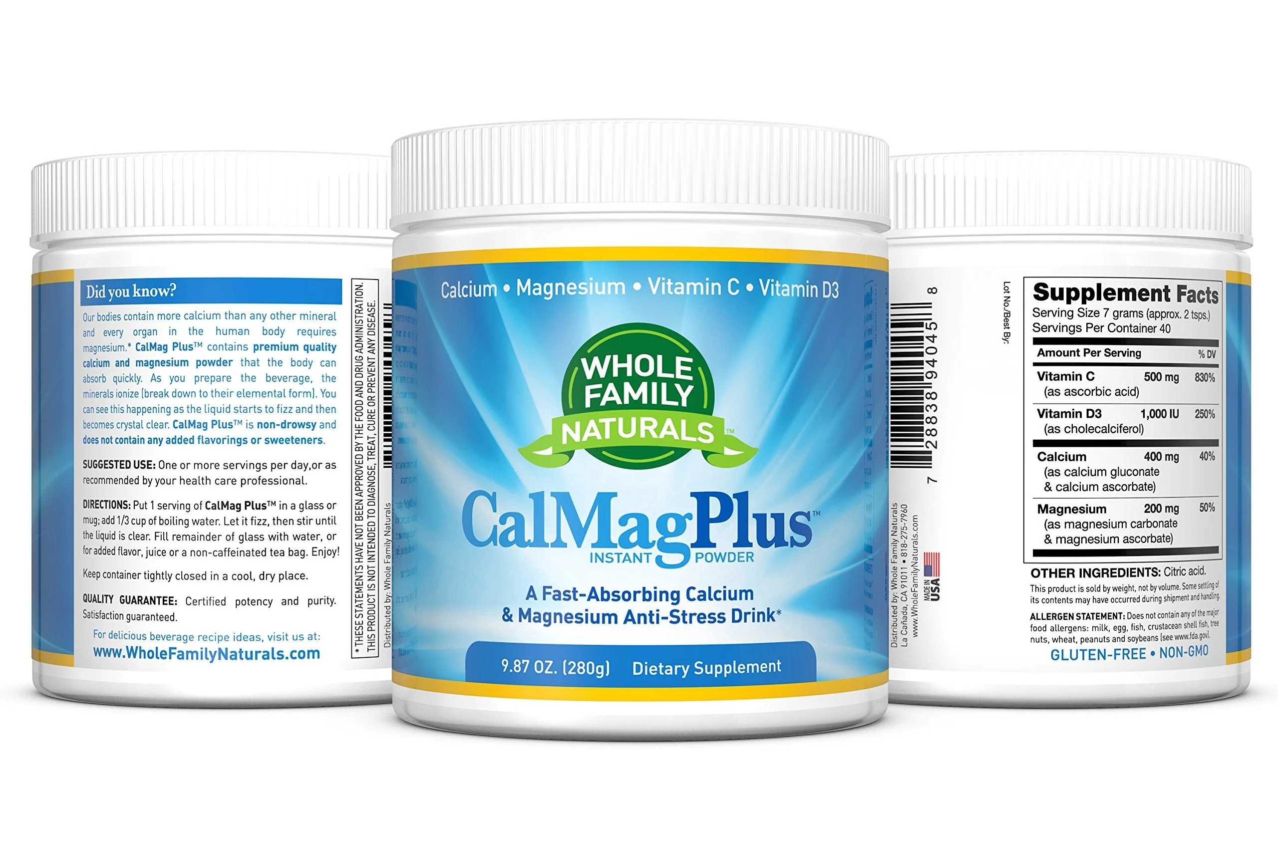 CalMag Plus Calcium Magnesium Powder with Vitamin C & D3 – Gluten Free, Non-GMO - Image 6