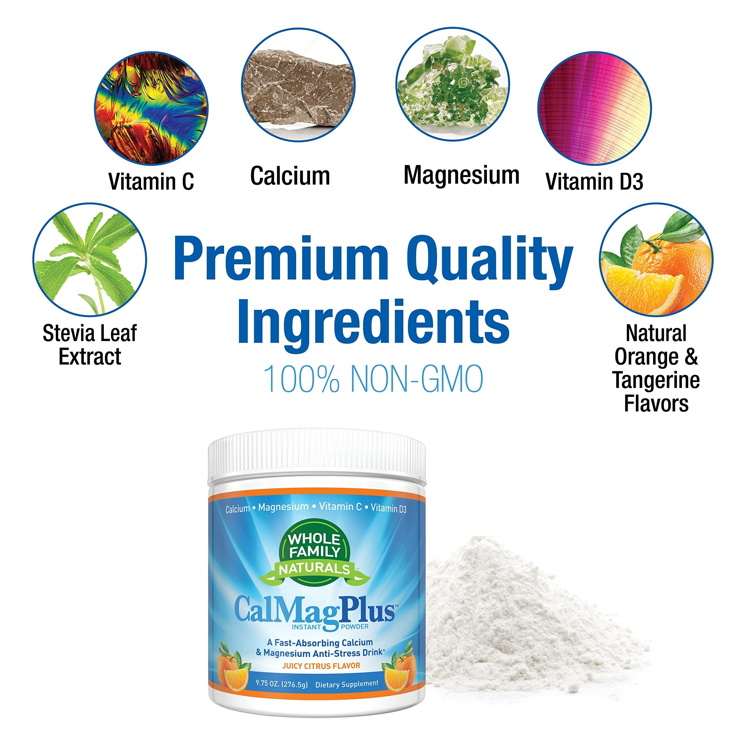 CalMag Plus Calcium Magnesium Powder with Vitamin C & D3 – Gluten Free, Non-GMO, Orange Tangerine Flavor - Image 2