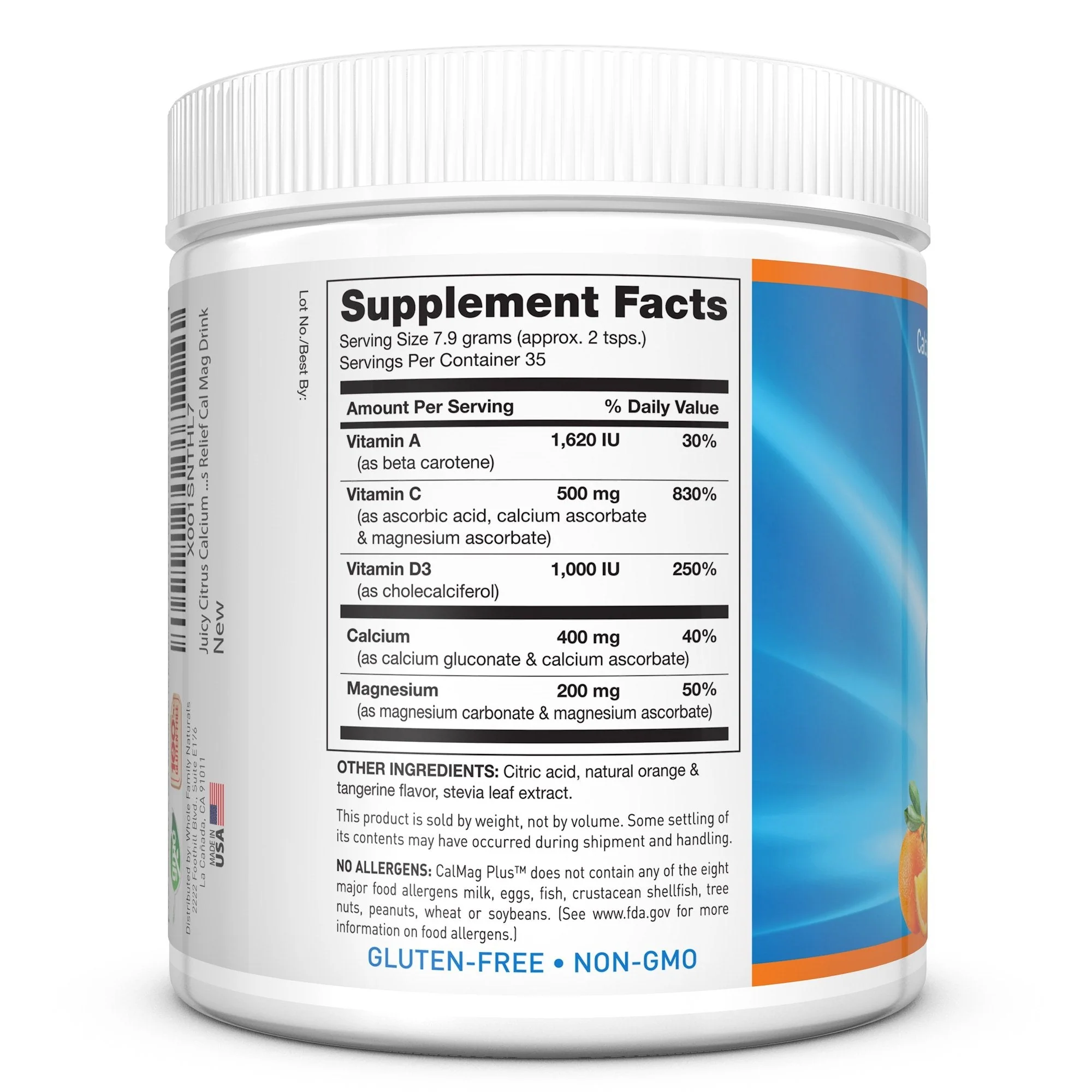 CalMag Plus Calcium Magnesium Powder with Vitamin C & D3 – Gluten Free, Non-GMO, Orange Tangerine Flavor - Image 4