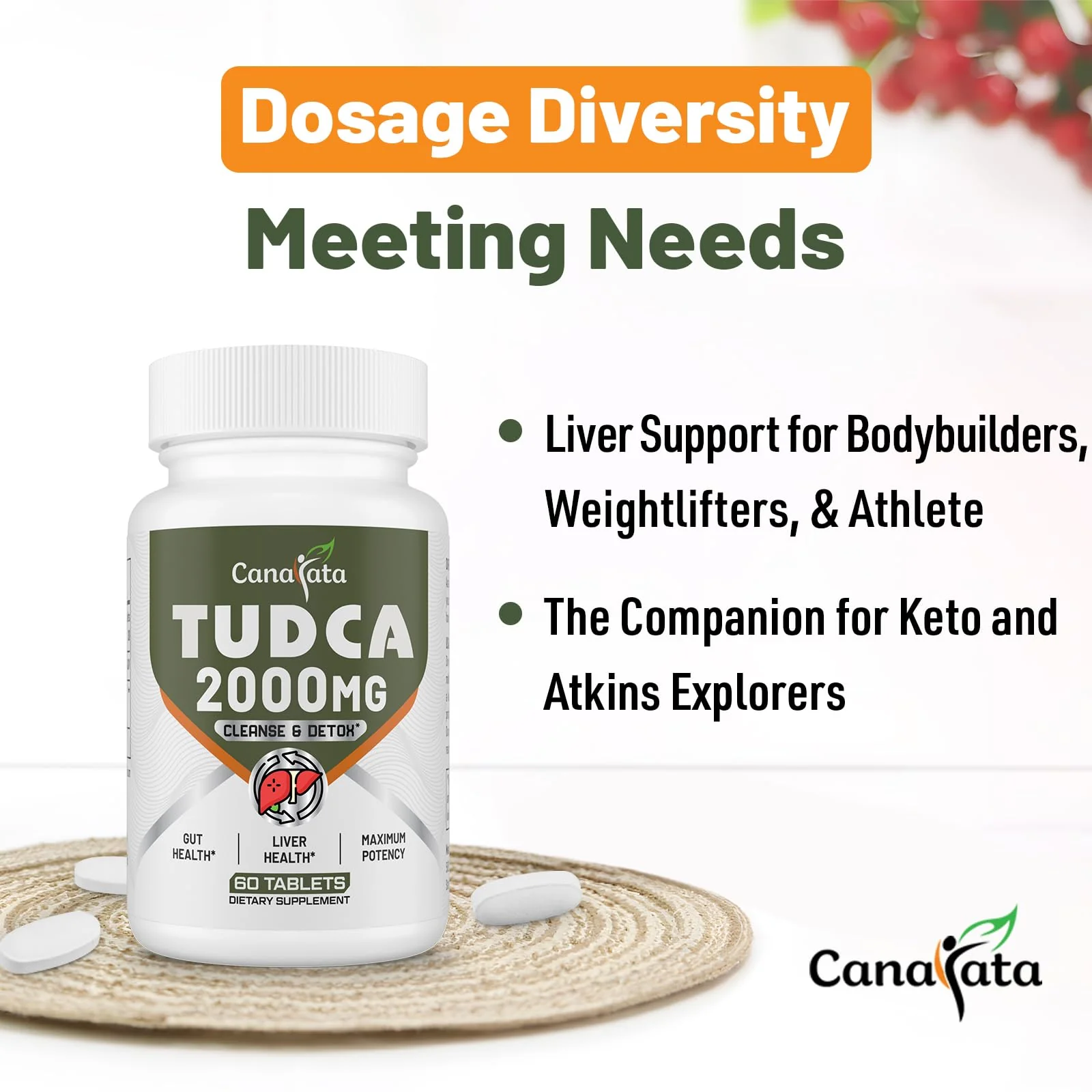 Canarata TUDCA 2000mg – Liver Detox, Bile Salts Support & Liver Health – 60 Day Supply - Image 3